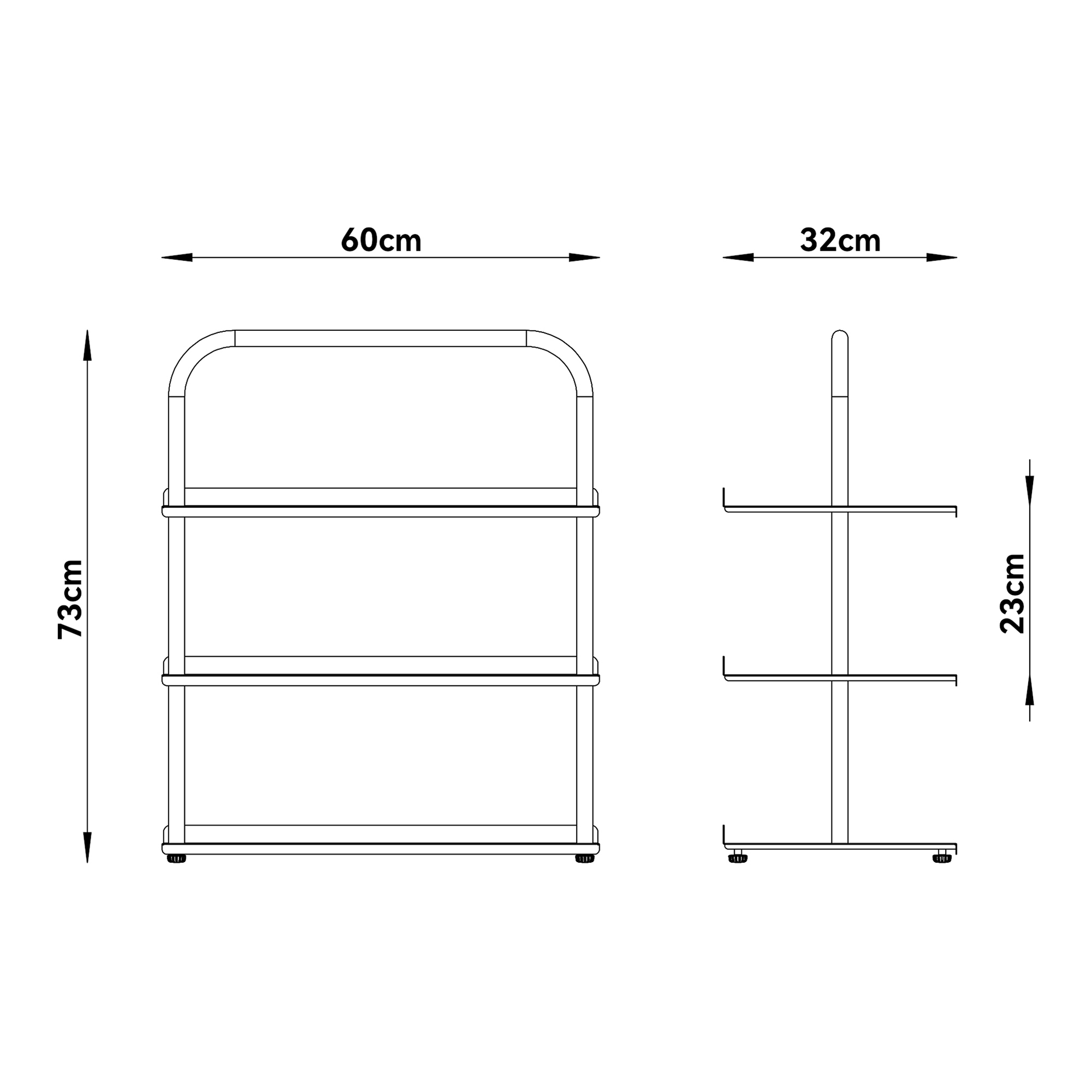 Raft pentru pantofi Poytya din otel, 3 polite, antracit, 73x60x32 cm