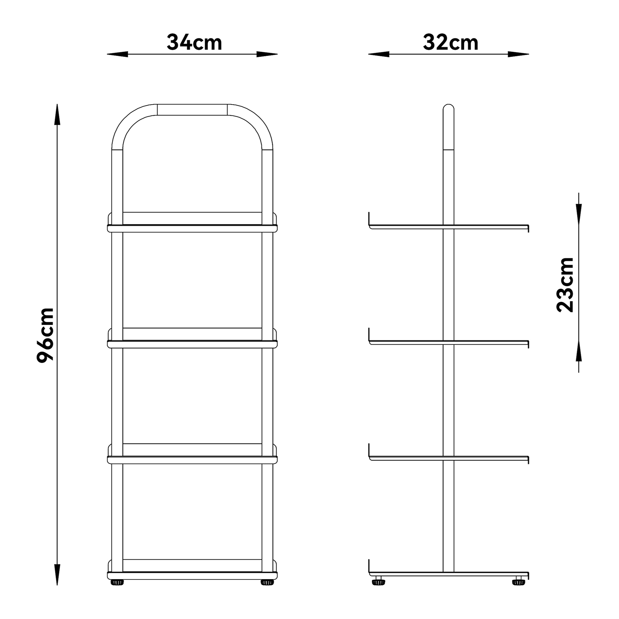 Pantofar metalic Poytya cu 4 polite, 96x34x32 cm, antracit