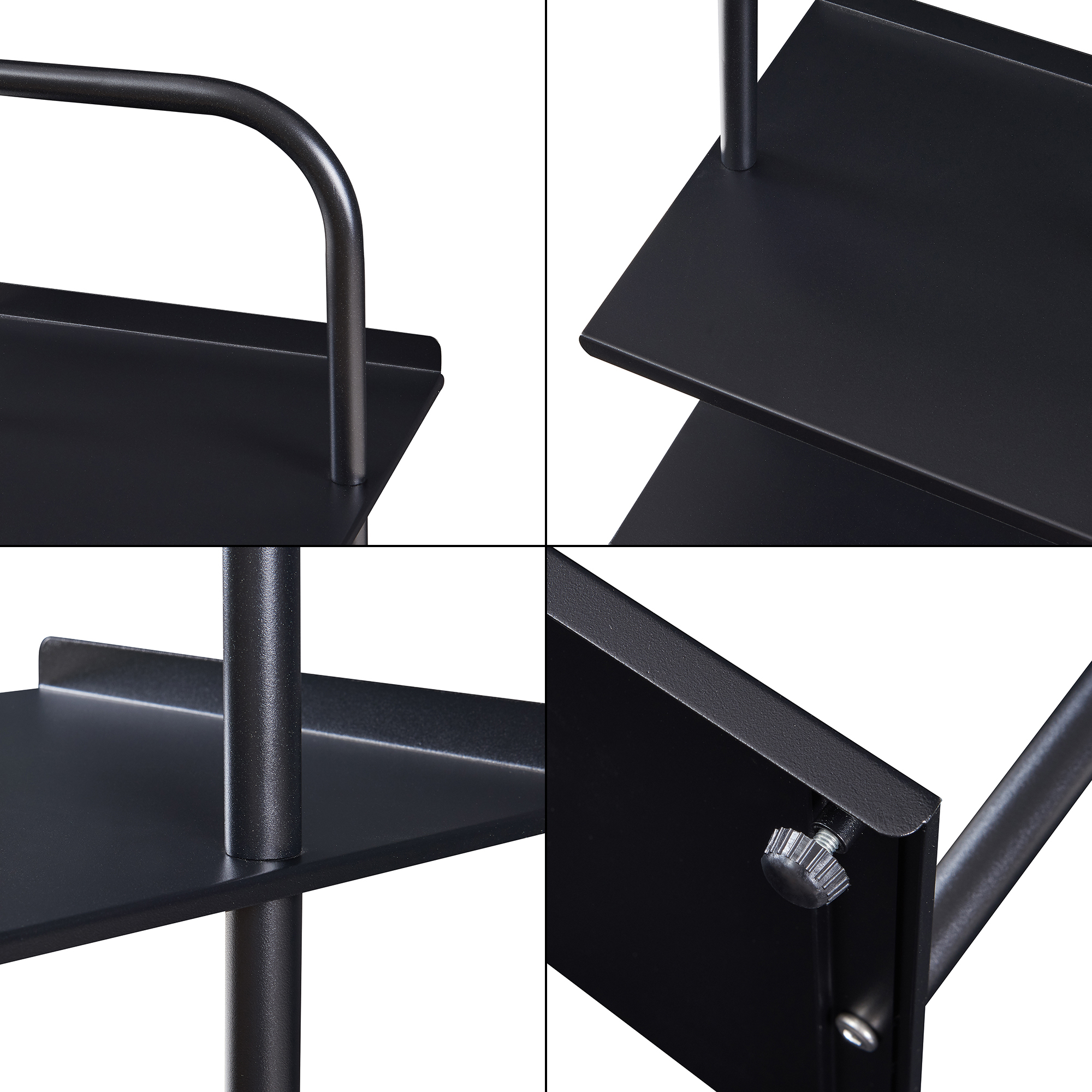 Pantofar metalic Poytya cu 4 polite, 96x34x32 cm, negru