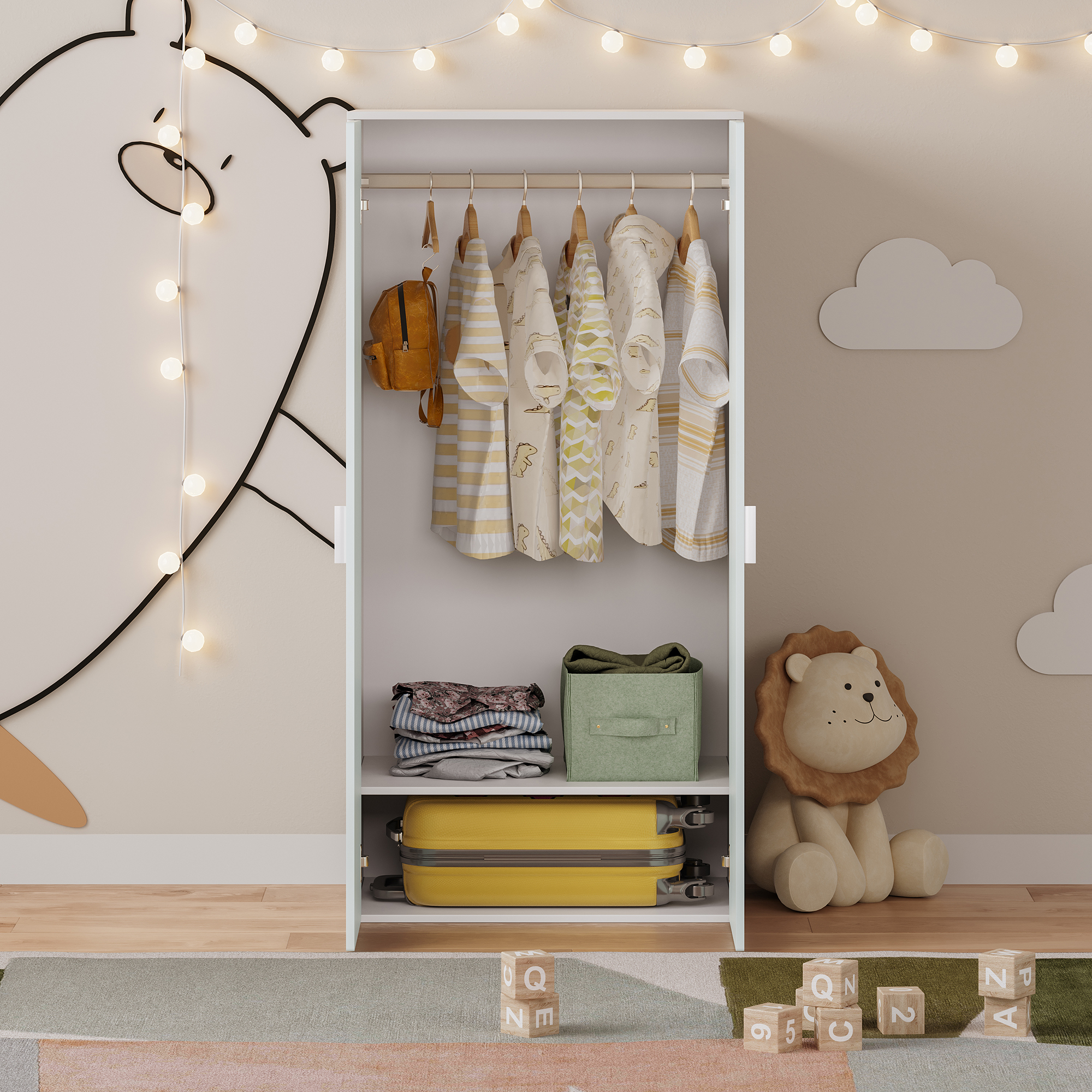 Dulap pentru copii Sandnes 123x60x40 cm alb și verde mentă