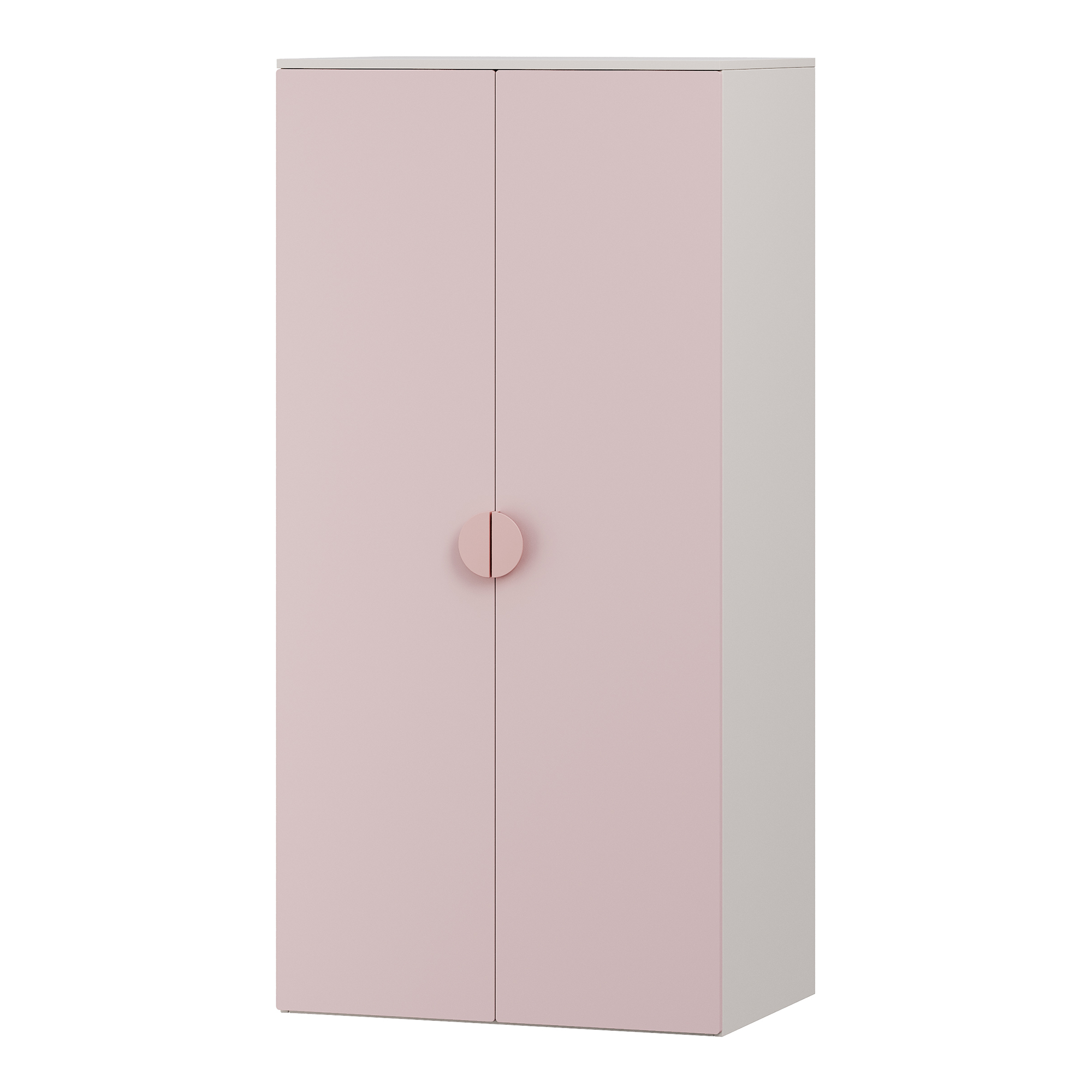 Dulap pentru copii Sandnes 123x60x40 cm alb/roz, 2 uși