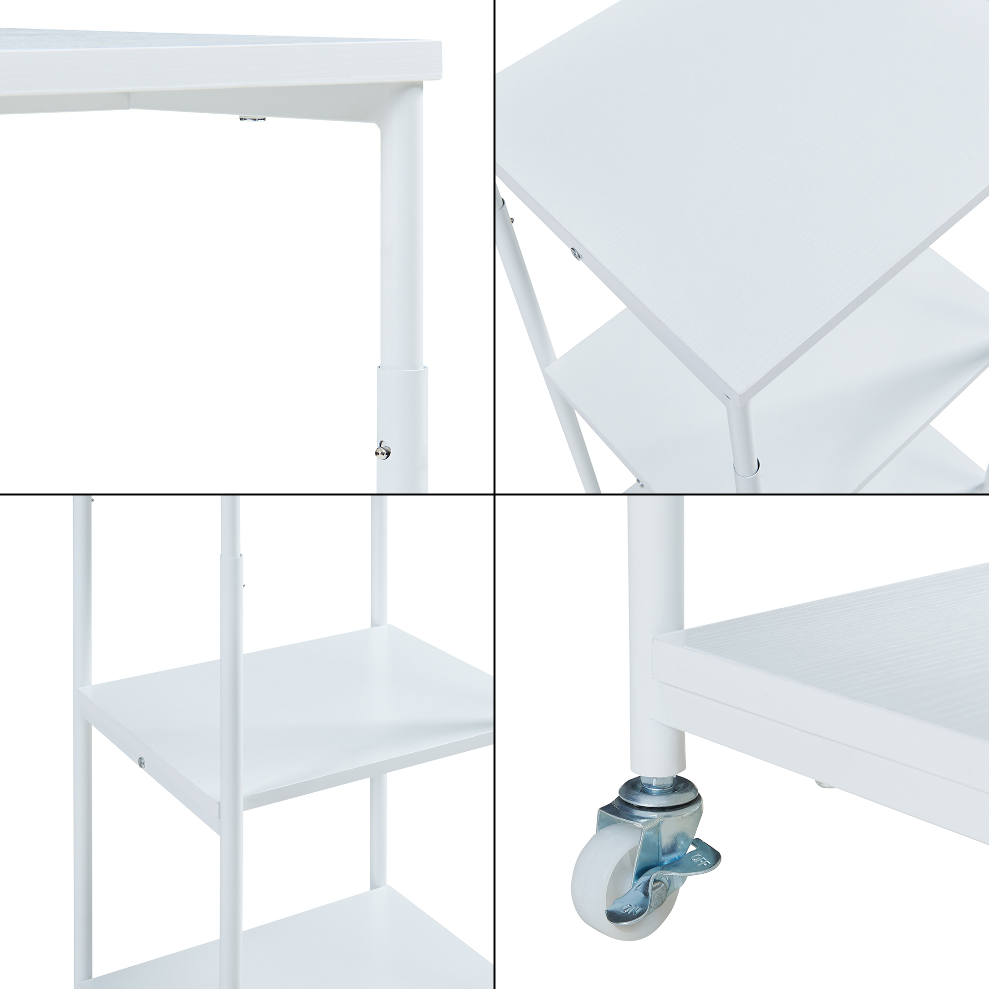 Masă mobilă pentru imprimantă Janertu cu 3 rafturi, reglabilă, albă