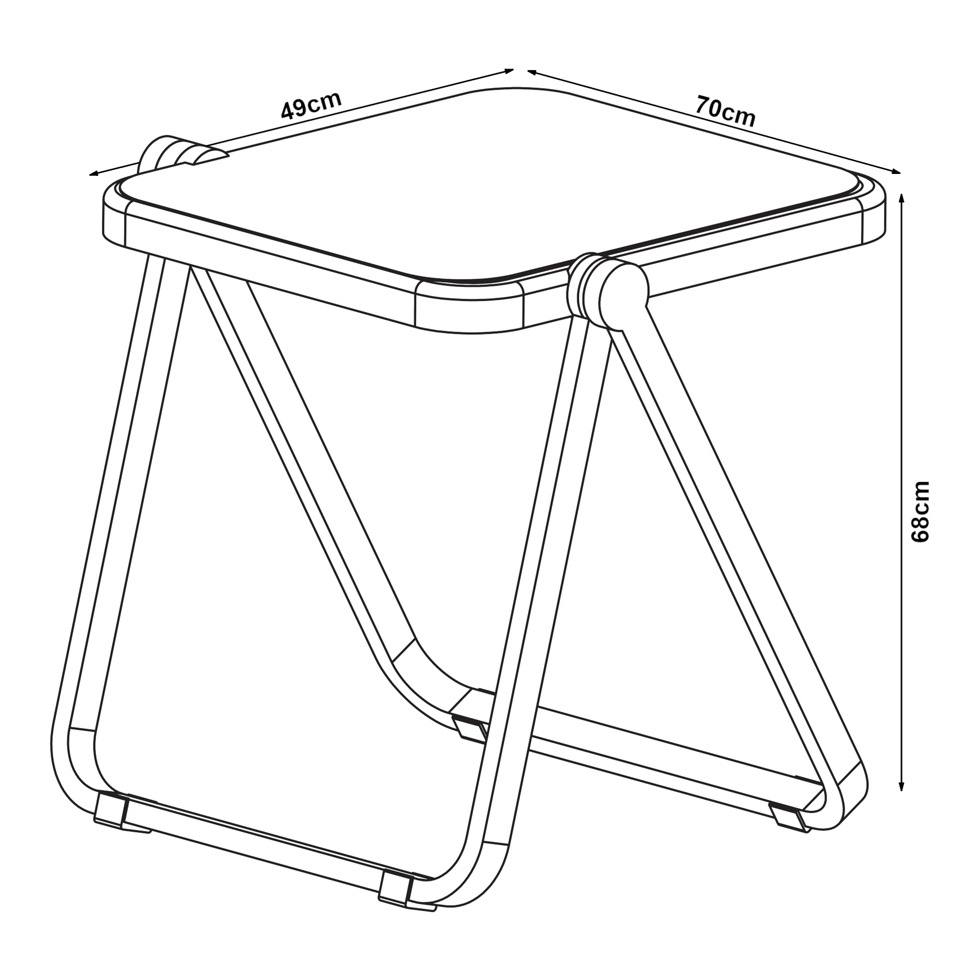 Masă laterală pliabilă transparentă Alerhavn 70x49x68 cm