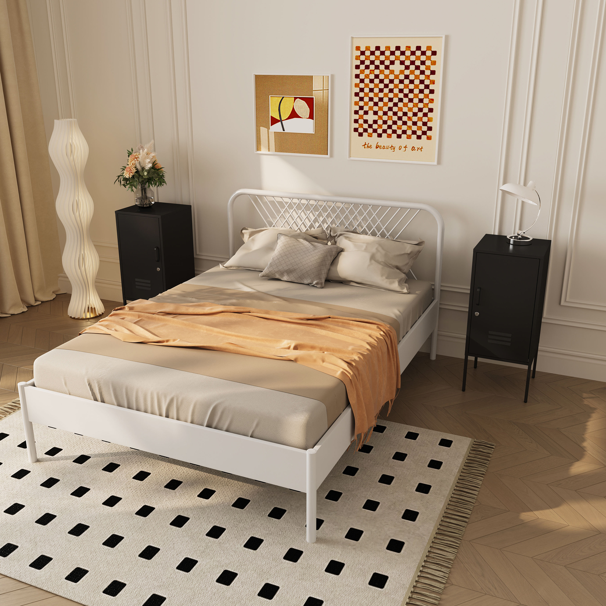 Set 2 noptiere metalice negre cu cheie, stanga/dreapta, Hausjarvi