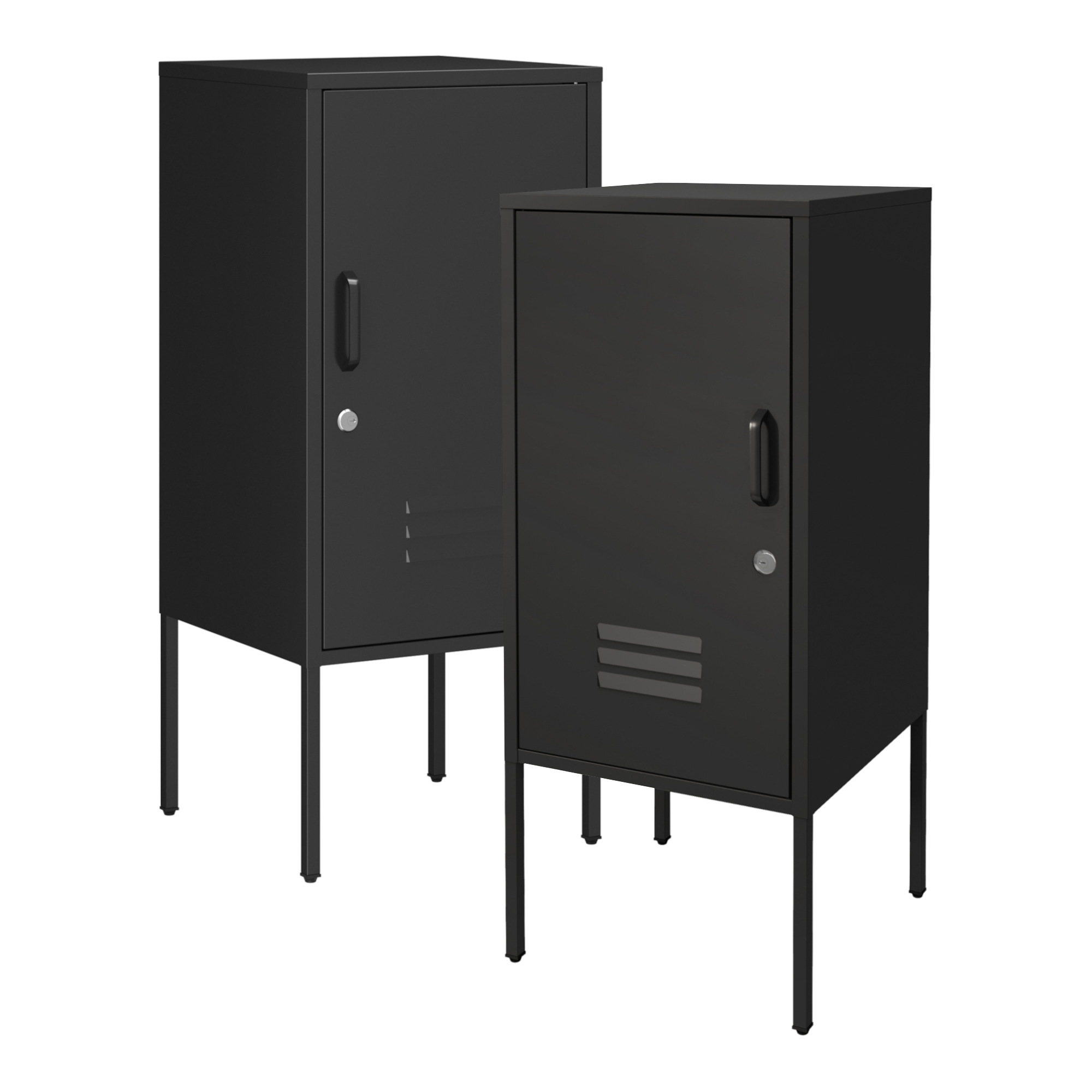 Set 2 noptiere metalice negre cu cheie, stanga/dreapta, Hausjarvi