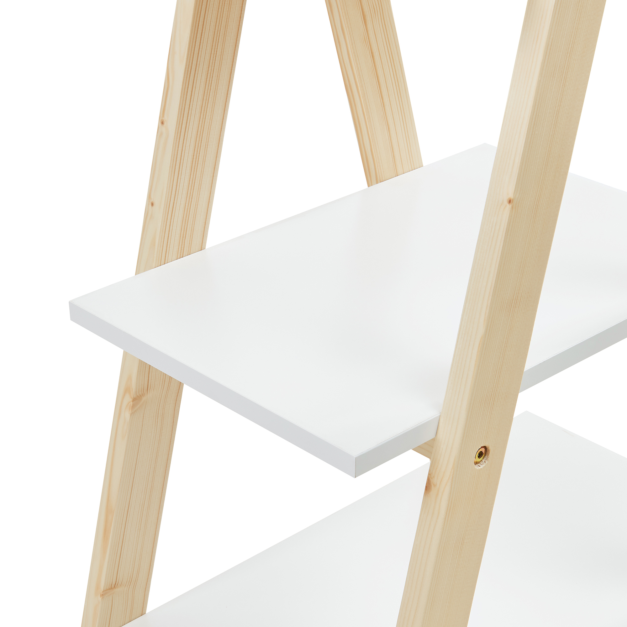 Bibliotecă pentru copii tip tipi cu 5 rafturi, alb/natur, 145x65x32 cm