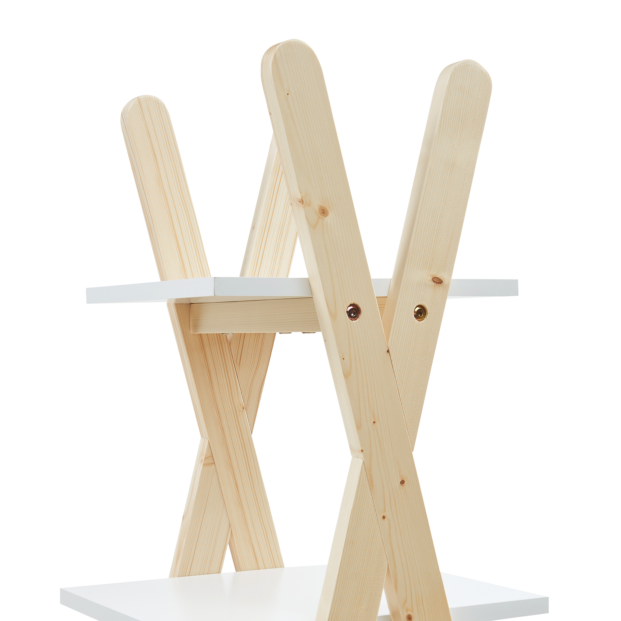 Bibliotecă pentru copii tip tipi cu 5 rafturi, alb/natur, 145x65x32 cm