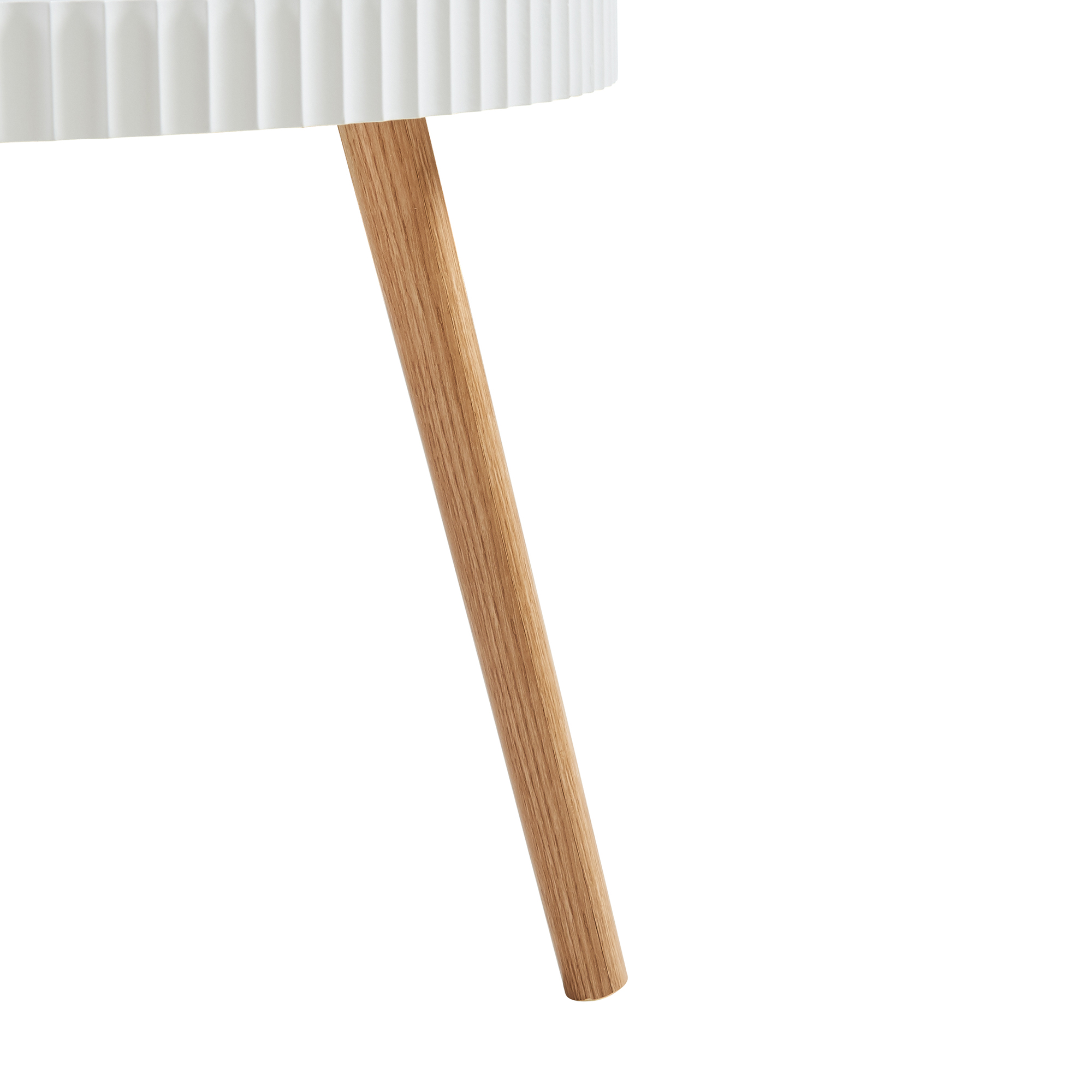 Masă de cafea rotundă Bongard 60x45 cm, albă, cu picioare din bambus