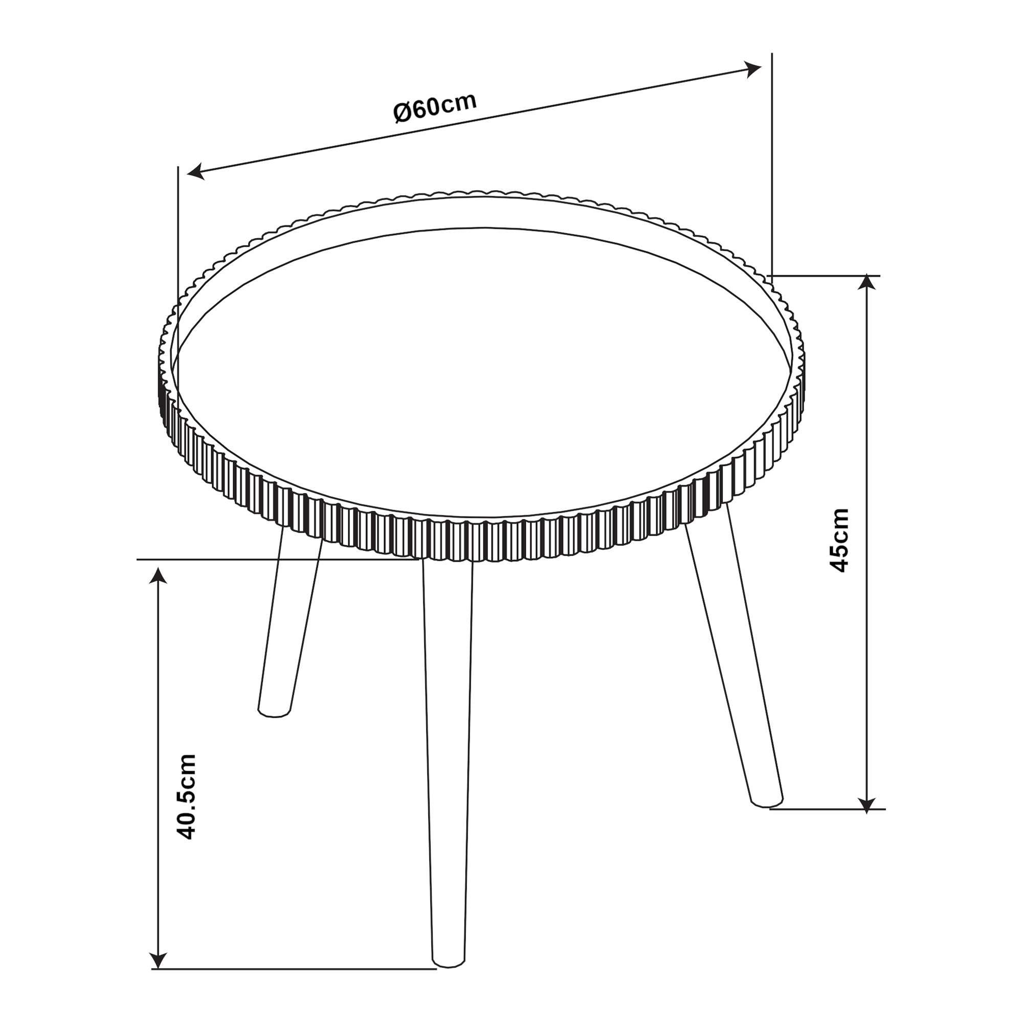 Masă de cafea rotundă Bongard 60x45 cm, albă, cu picioare din bambus