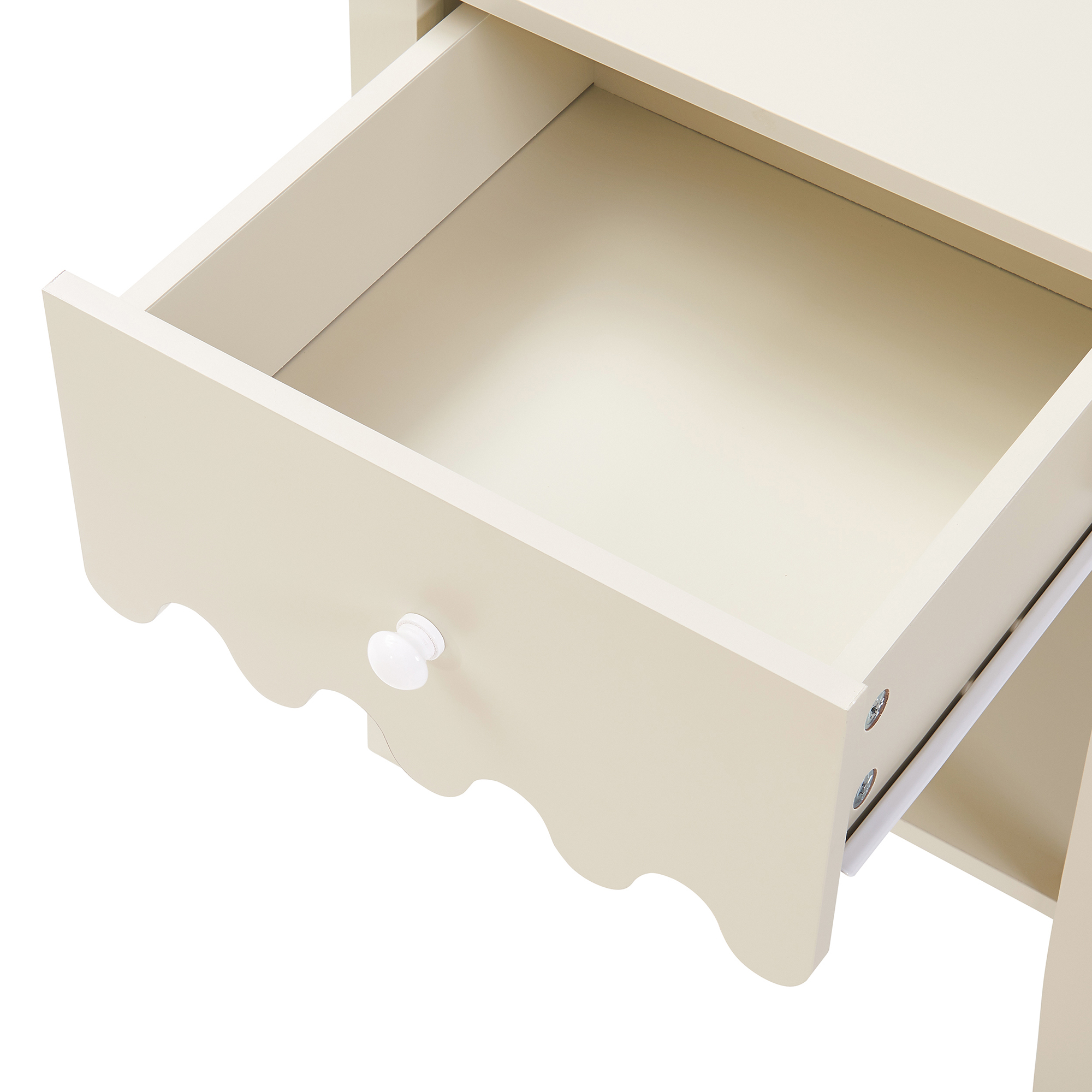 Noptieră Luspoo cu sertar și poliță, crem, 50x40x40 cm