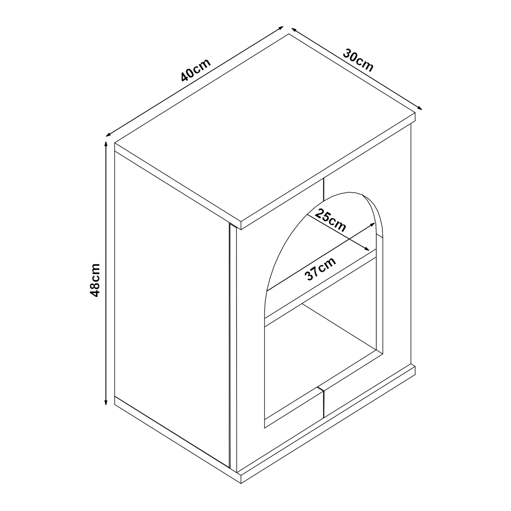 Noptieră albă Trorhun 48x40x30 cm, cu 2 rafturi deschise