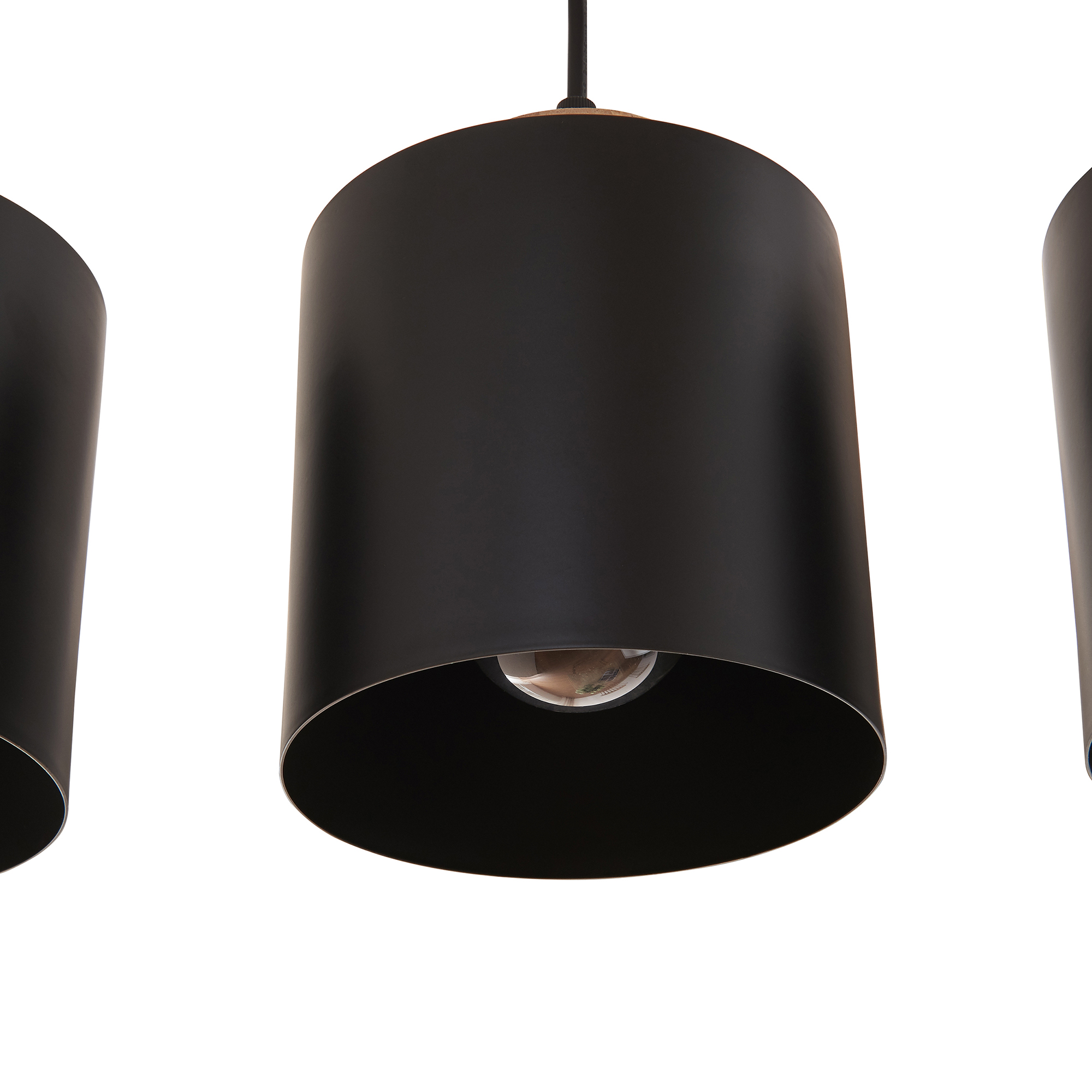 Lustră suspendată Posdand cu 5 becuri, lemn și negru, 130x90 cm