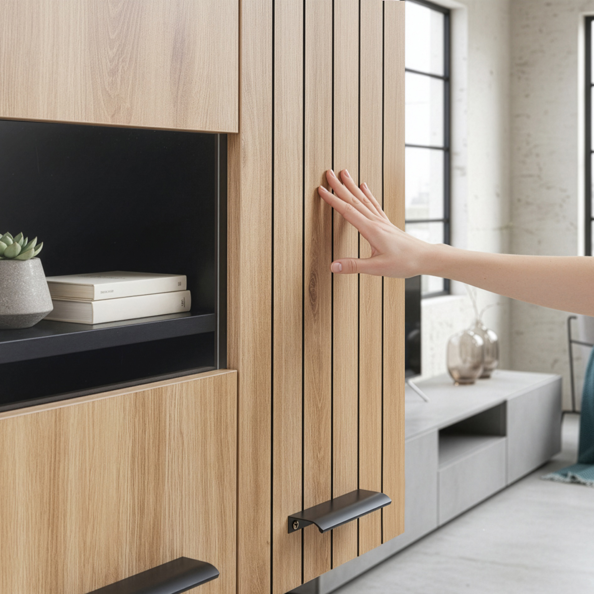 Dulap suspendat cu 2 uși și vitrină, aspect stejar, 98x60x35 cm