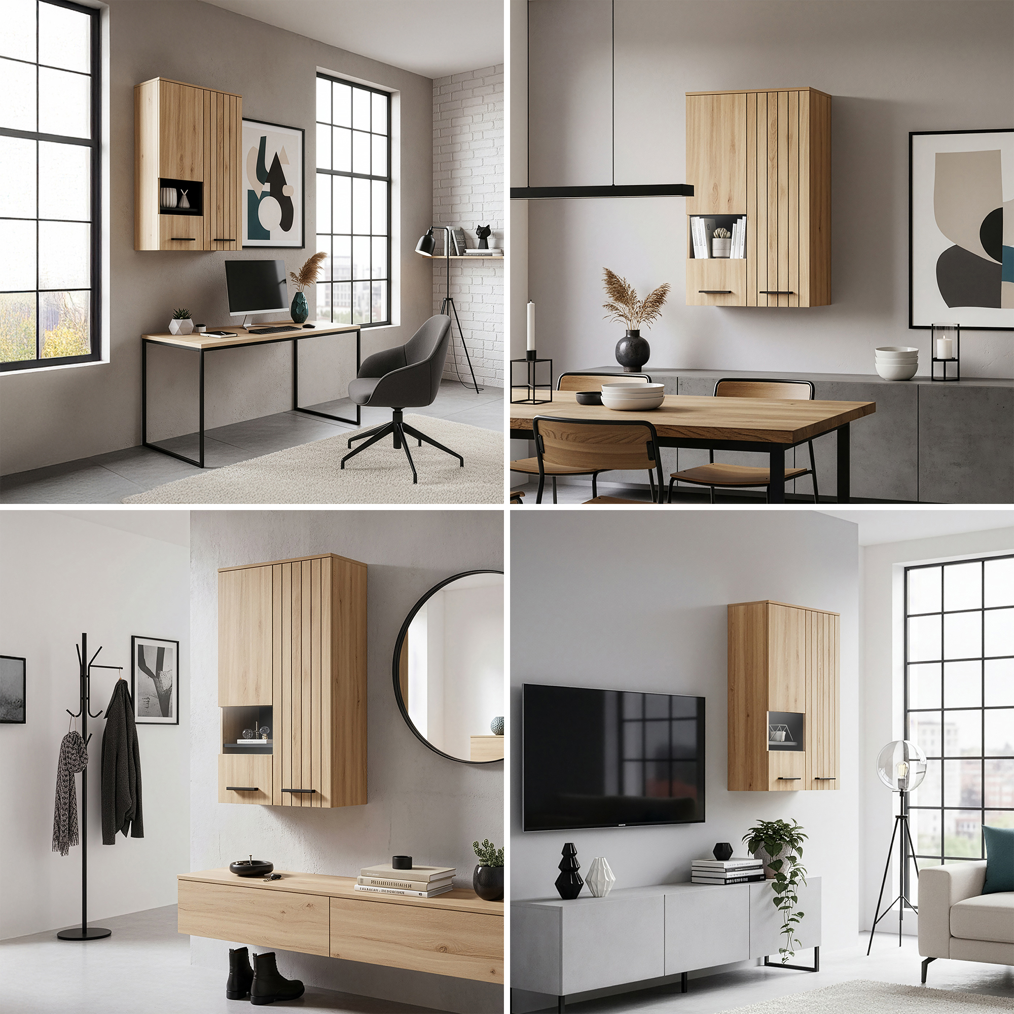 Dulap suspendat cu 2 uși și vitrină, aspect stejar, 98x60x35 cm