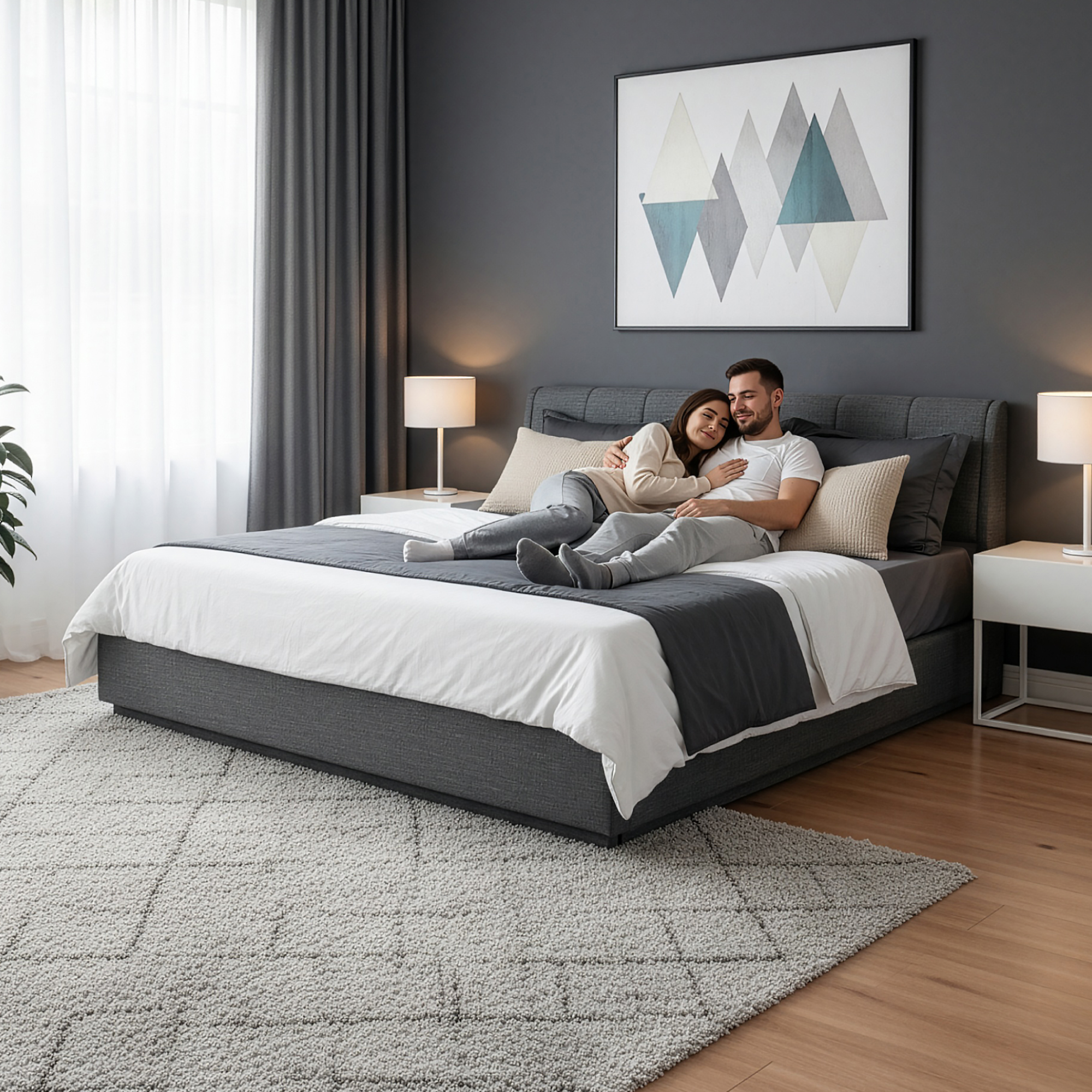 Pat tapițat LED 180x200 cm cu ladă de depozitare, antracit, Tröstiar