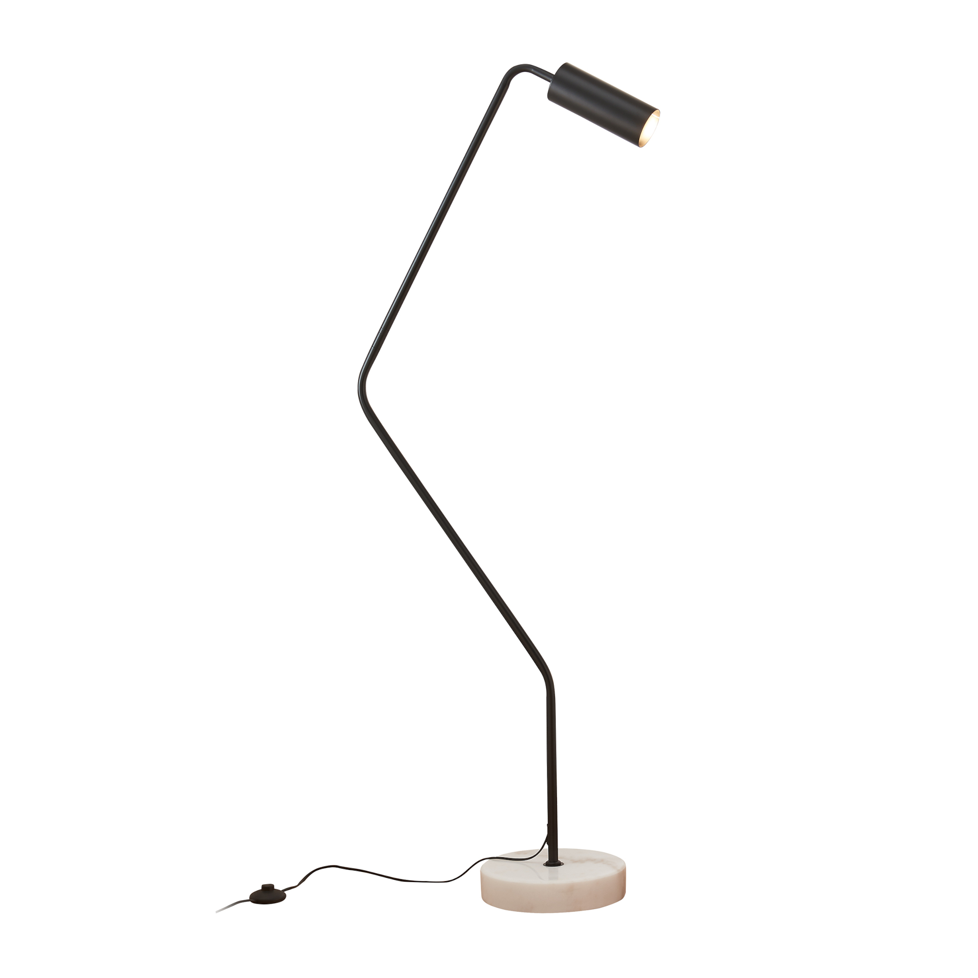 Lampadar modern Vatka GU10 din metal negru cu bază din marmură albă