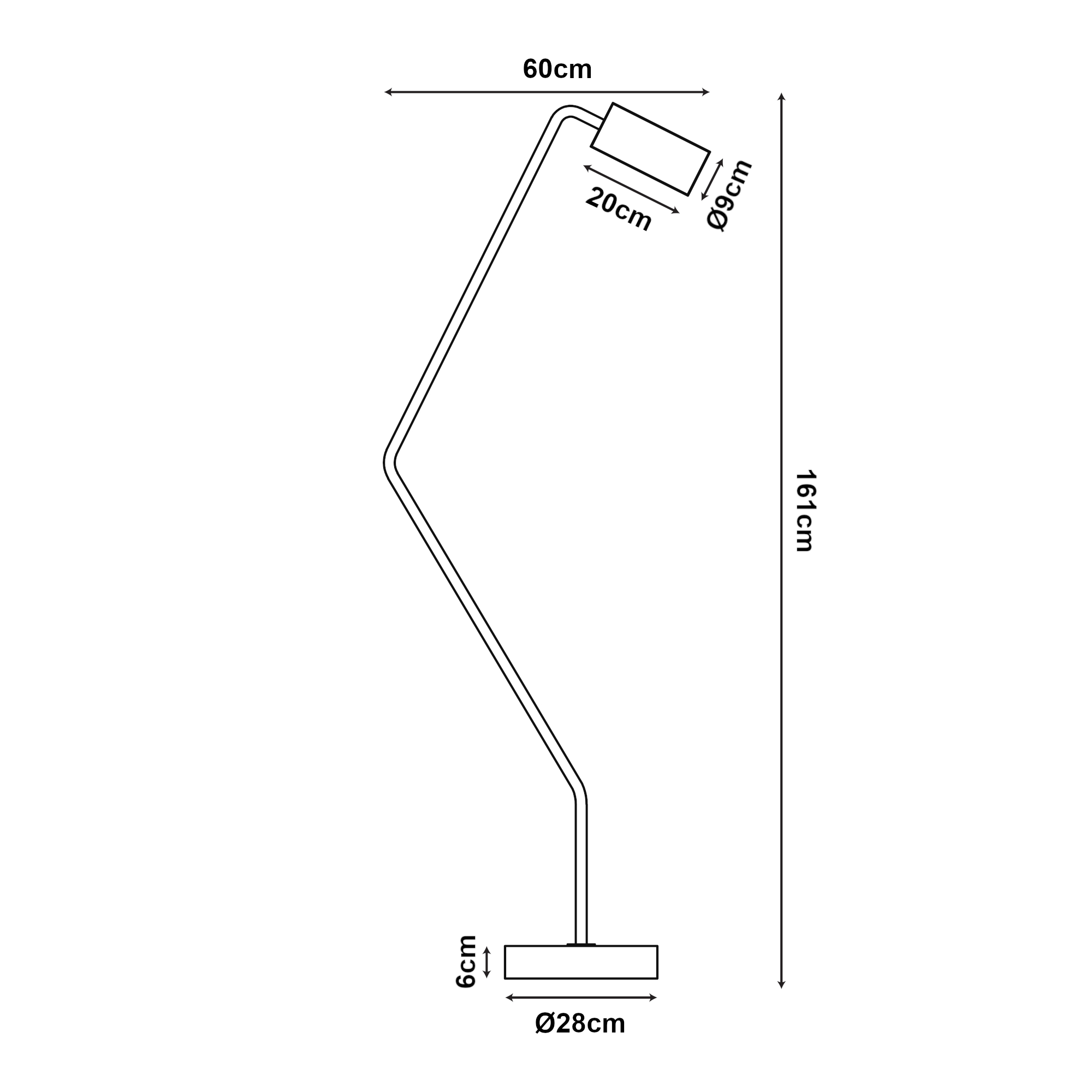 Lampadar modern Vatka GU10 din metal negru cu bază din marmură albă
