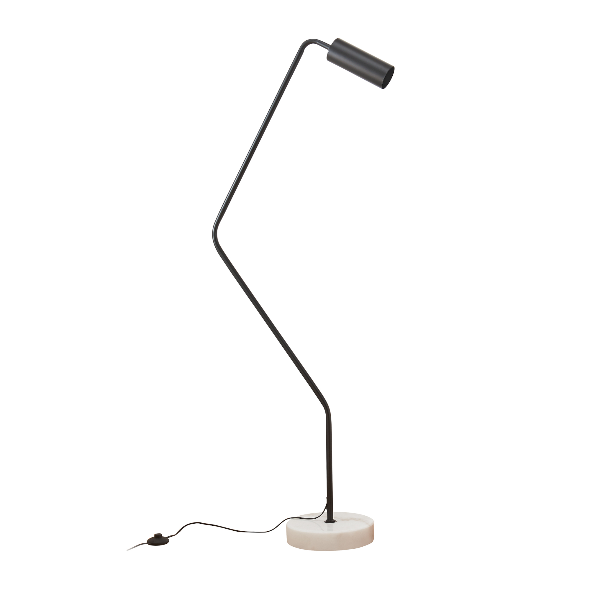 Lampadar modern Vatka GU10 din metal negru cu bază din marmură albă
