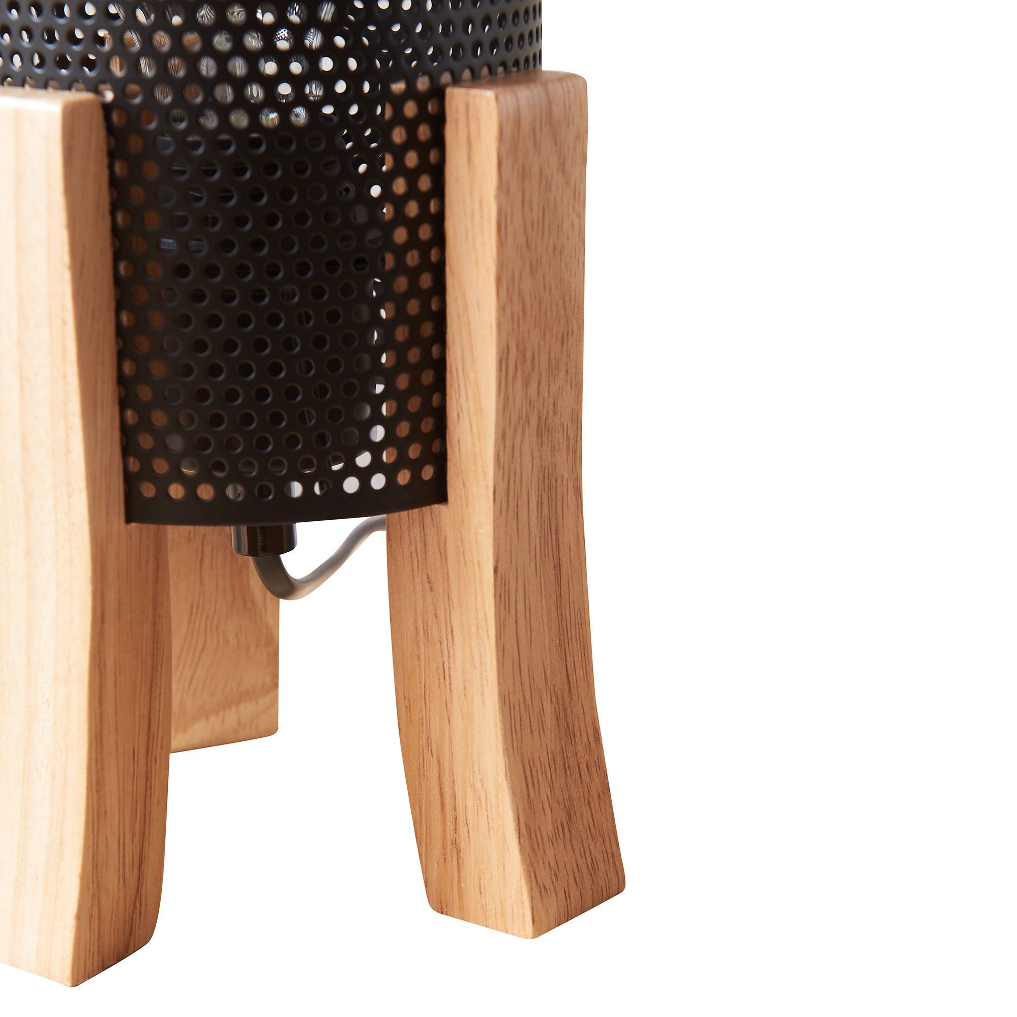 Lampă de masă Joelleldsvin din lemn și metal negru, 30x14x14 cm