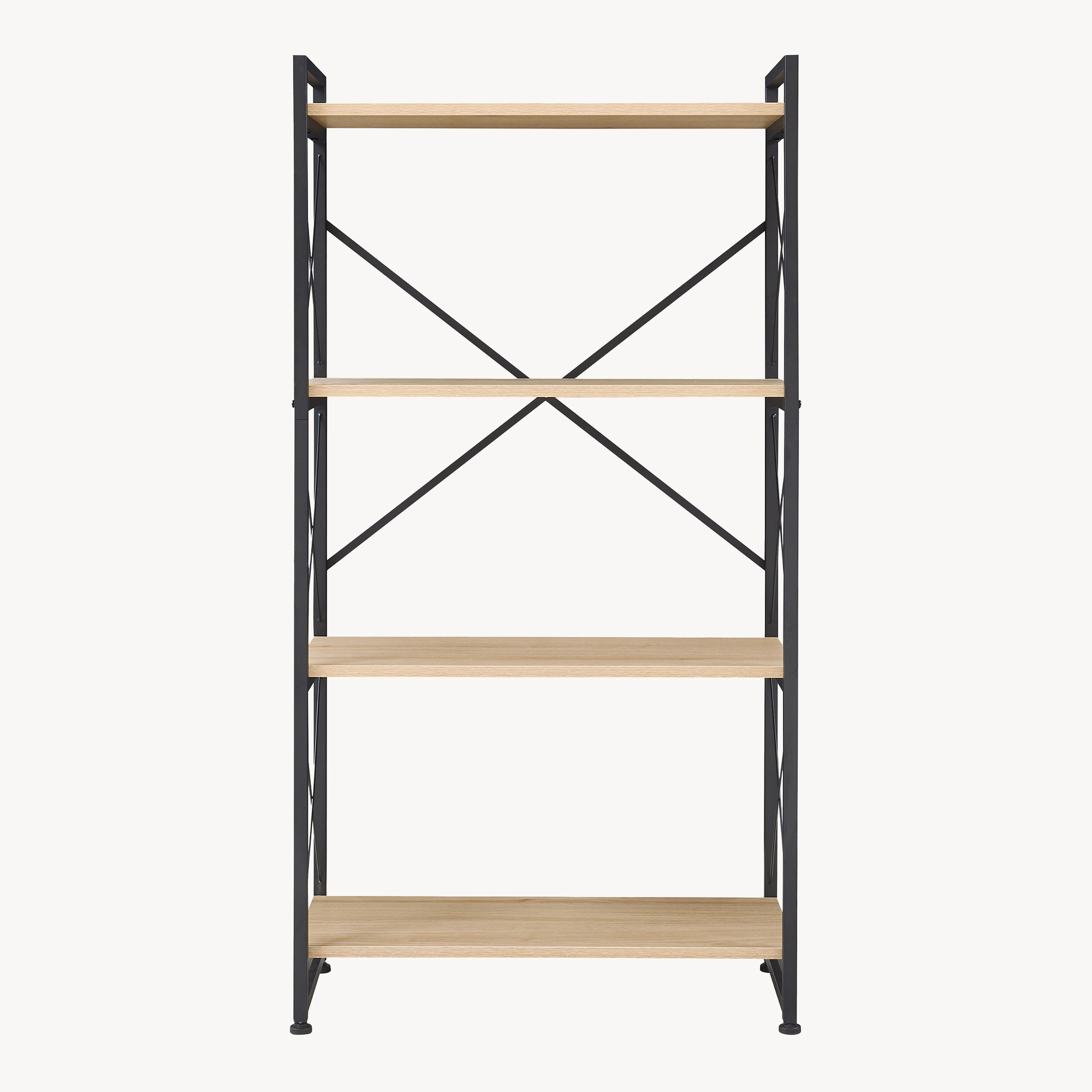 Bibliotecă Skørping cu 4 polițe, negru și aspect stejar, 125x65x30 cm