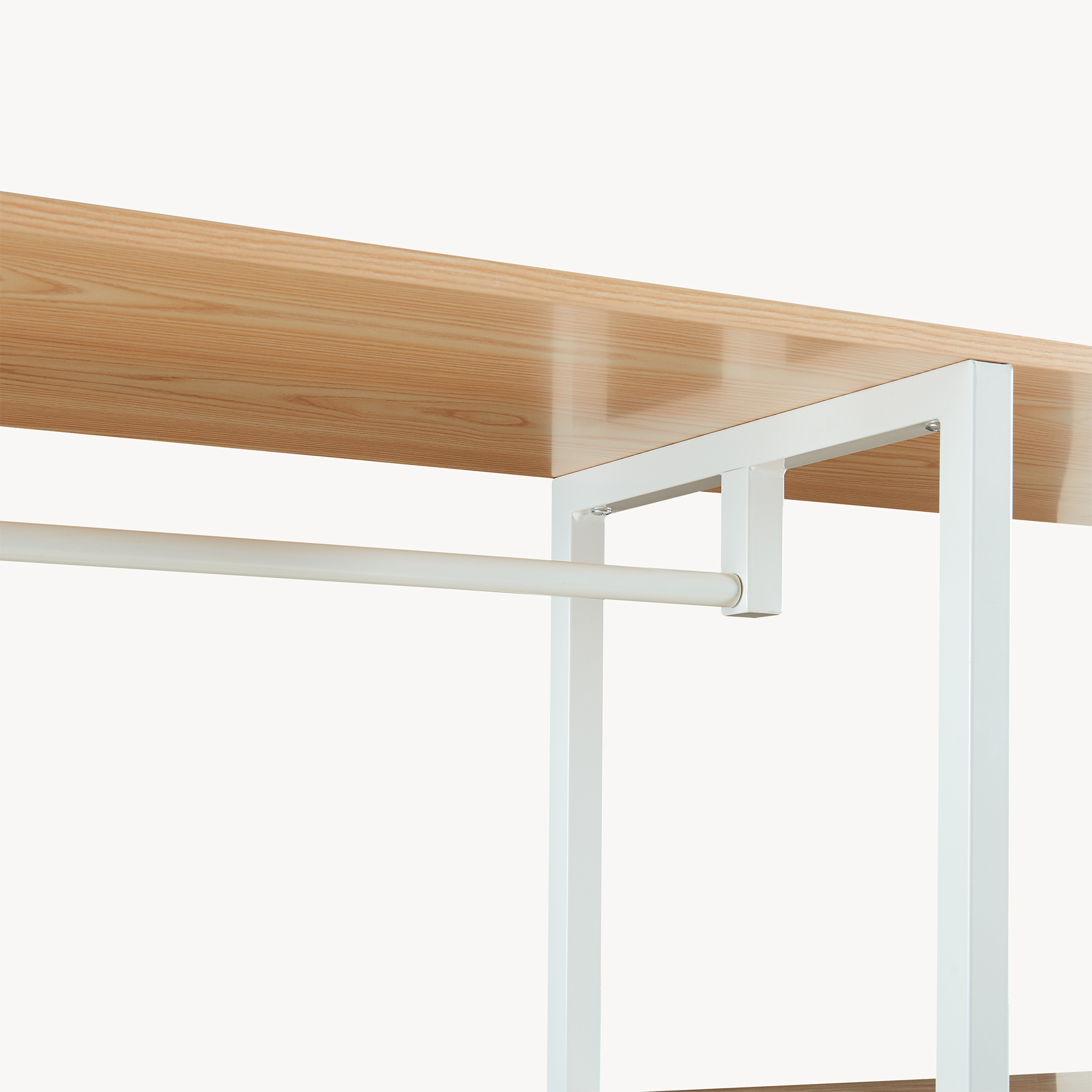 Cuier tip garderobă Larem cu sertare și rafturi, alb/stejar, 180x120x40 cm