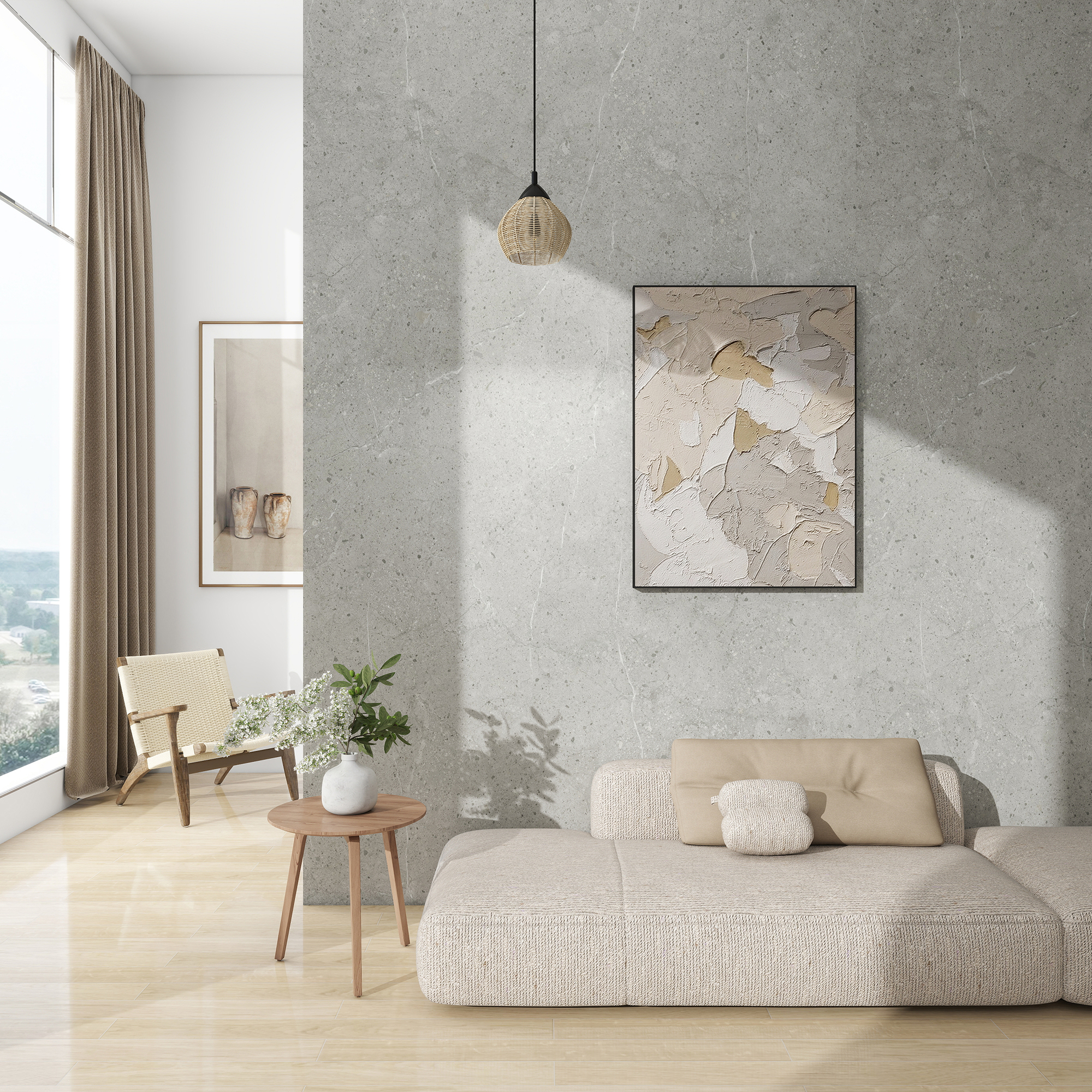 Set 12 panouri perete duș Bladel PVC 120x60 cm, beton gri