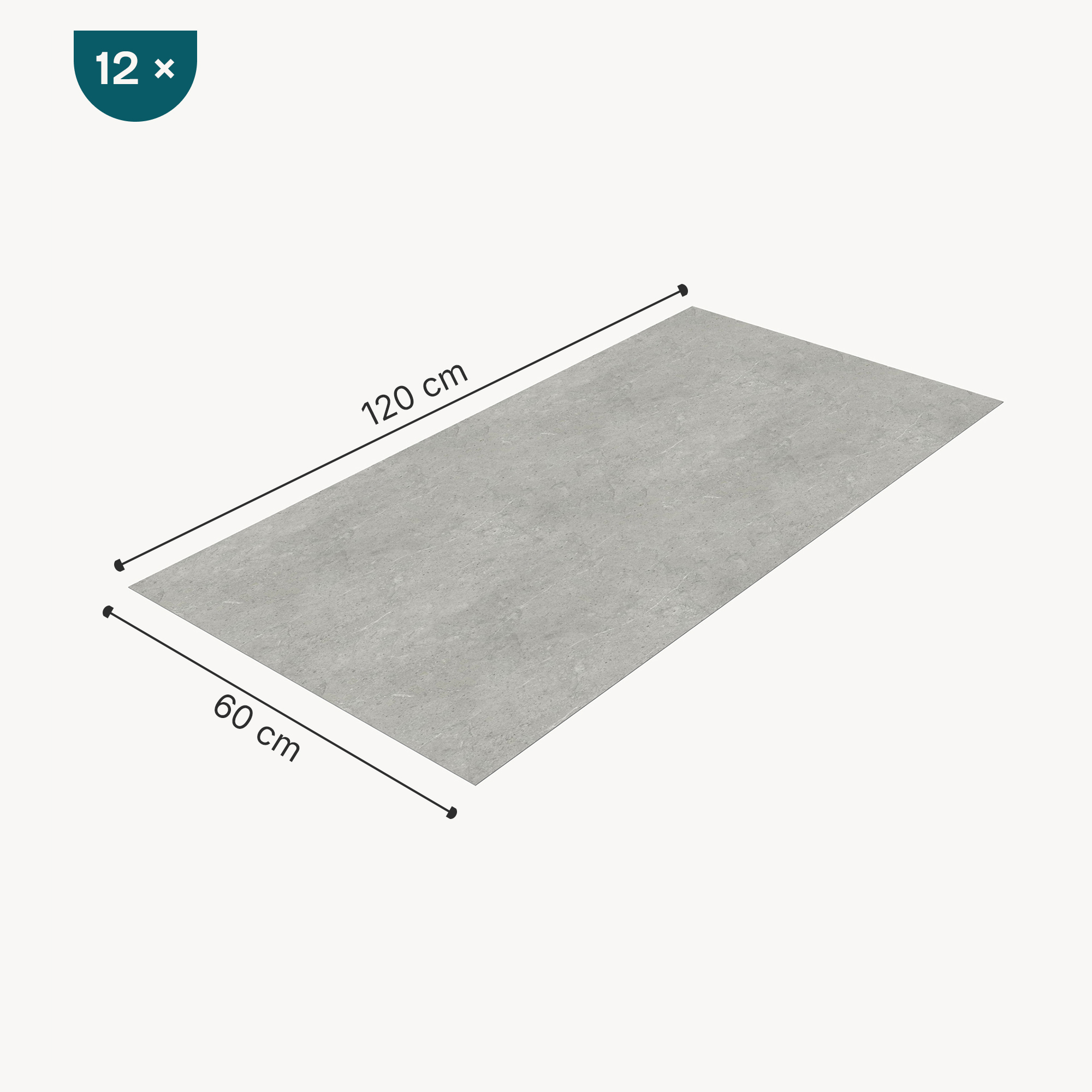 Set 12 panouri perete duș Bladel PVC 120x60 cm, beton gri