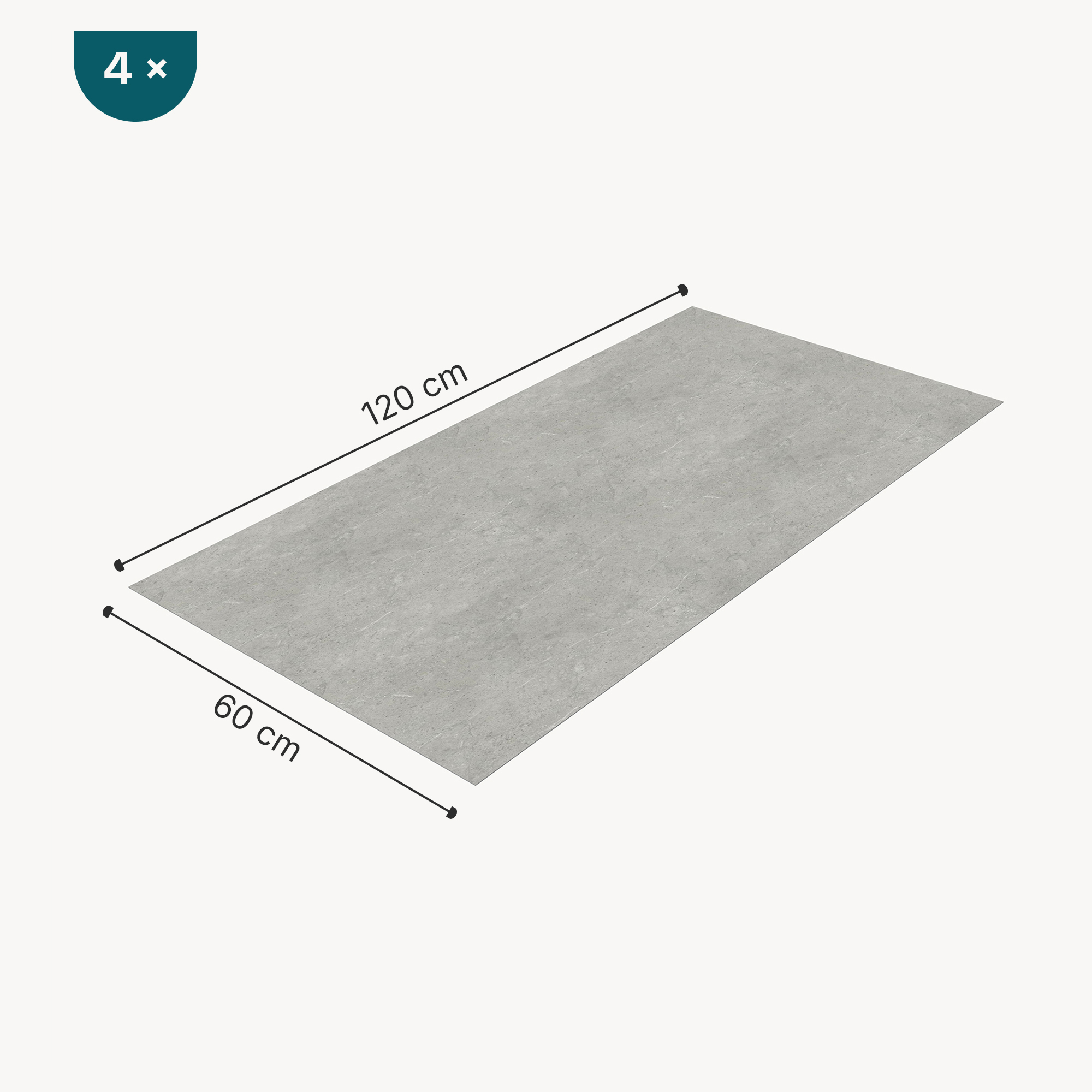 Set 4 panouri perete pentru duș Bladel, PVC, 120x60 cm, beton gri