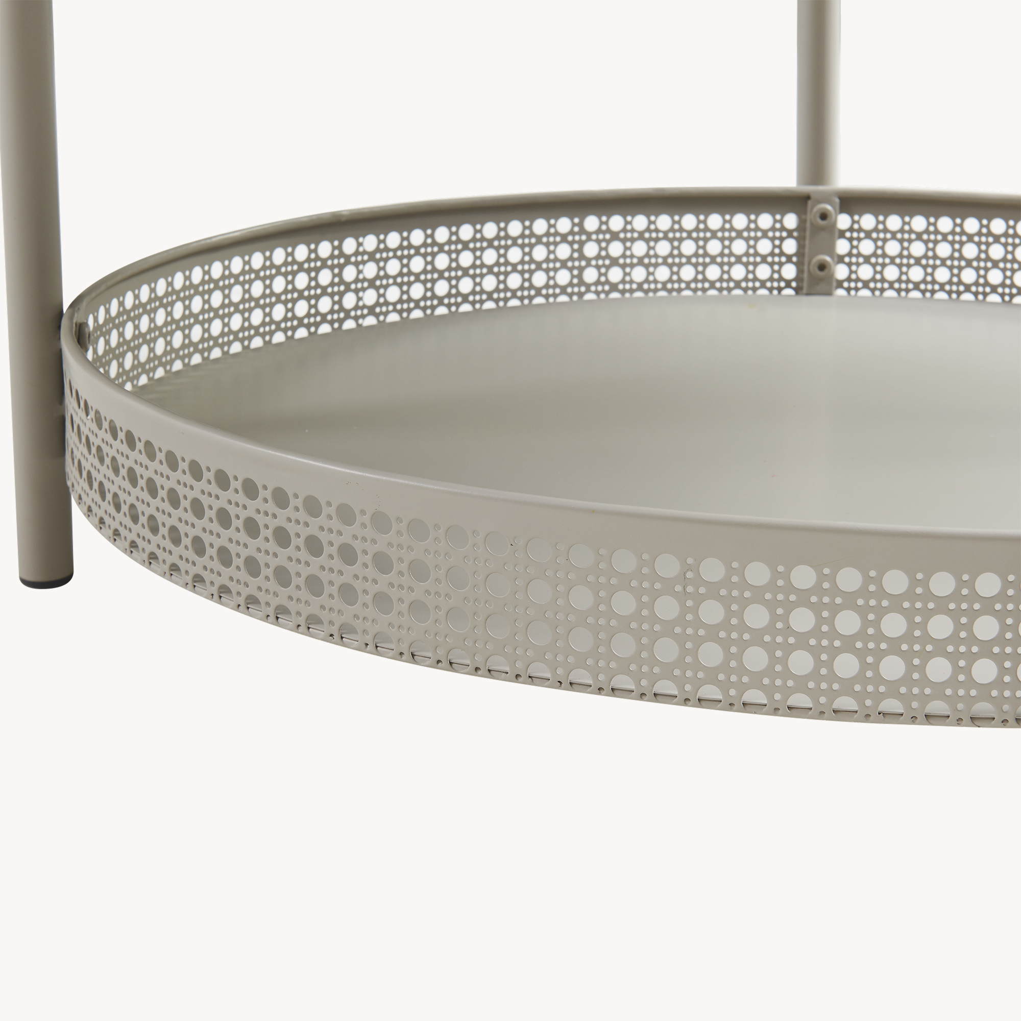 Masă de cafea metalică taupe cu poliță, 66x50,5x43,5 cm