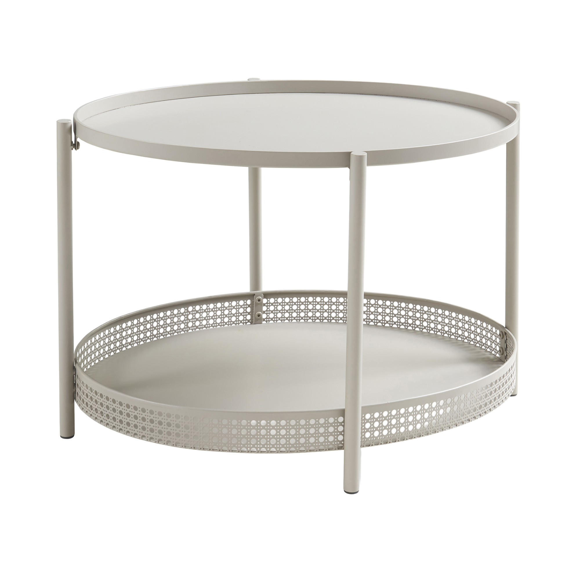 Masă de cafea metalică taupe cu poliță, 66x50,5x43,5 cm