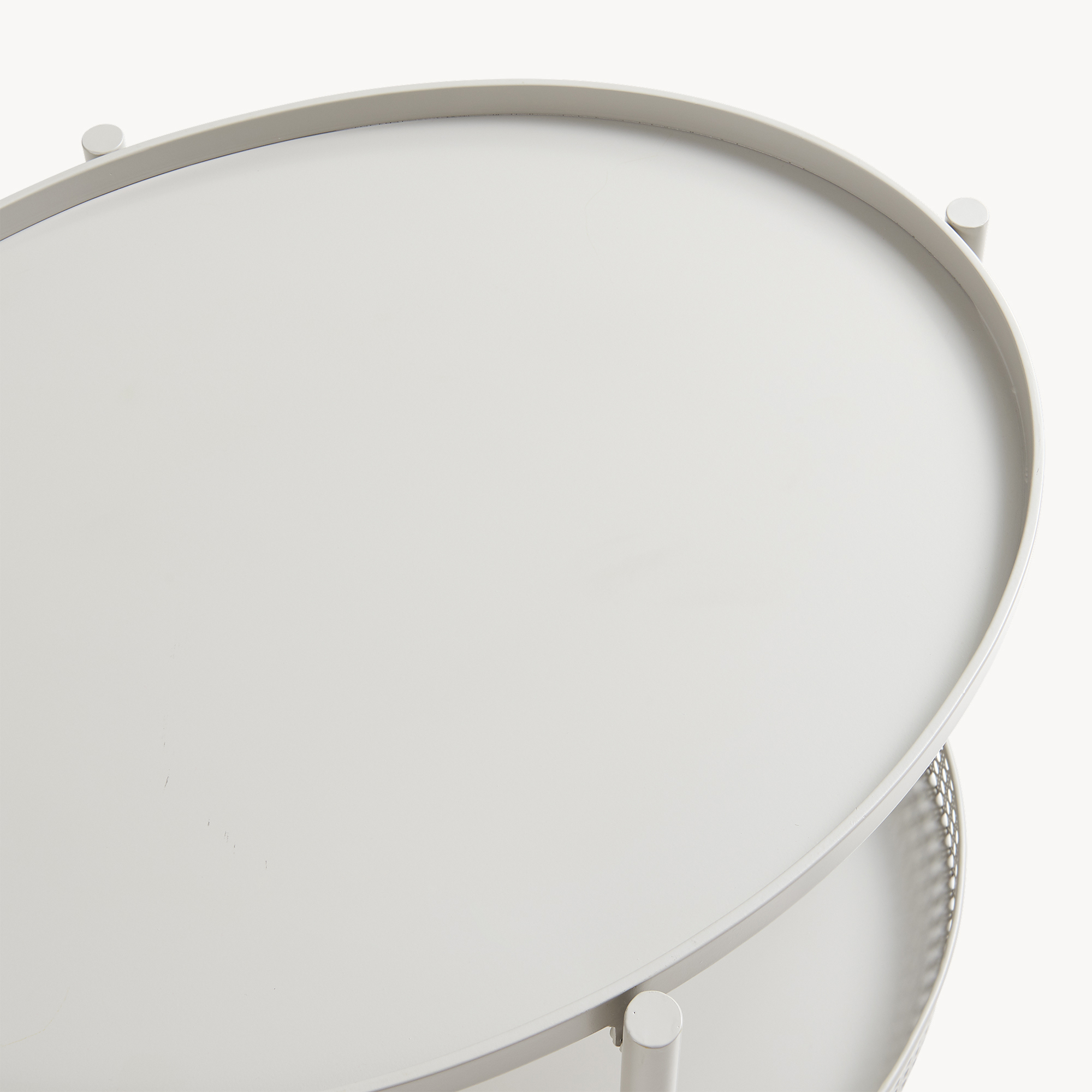 Masă de cafea metalică taupe cu poliță, 66x50,5x43,5 cm