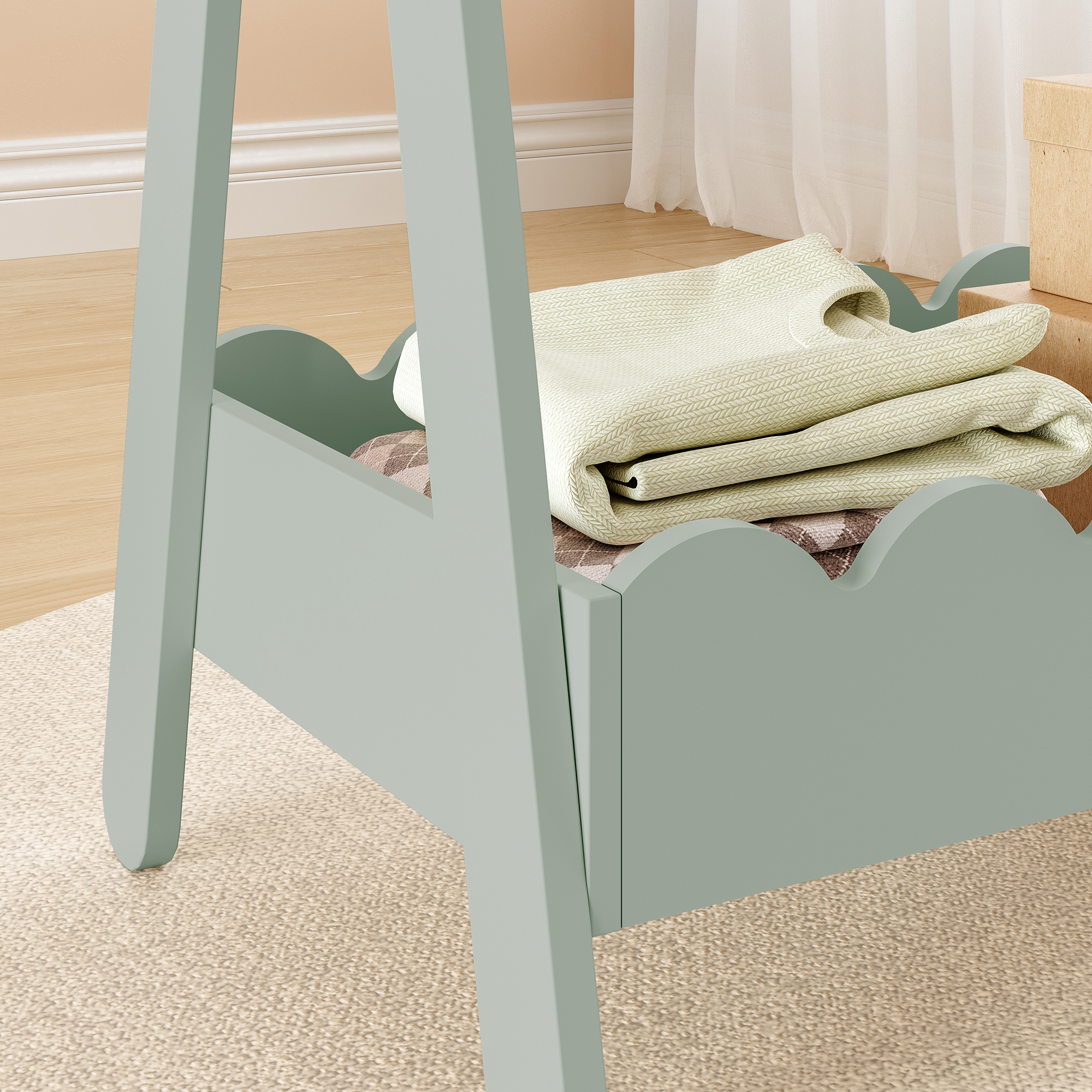 Garderobă pentru copii Vestnes verde mentă cu spațiu depozitare, 99x66x38 cm