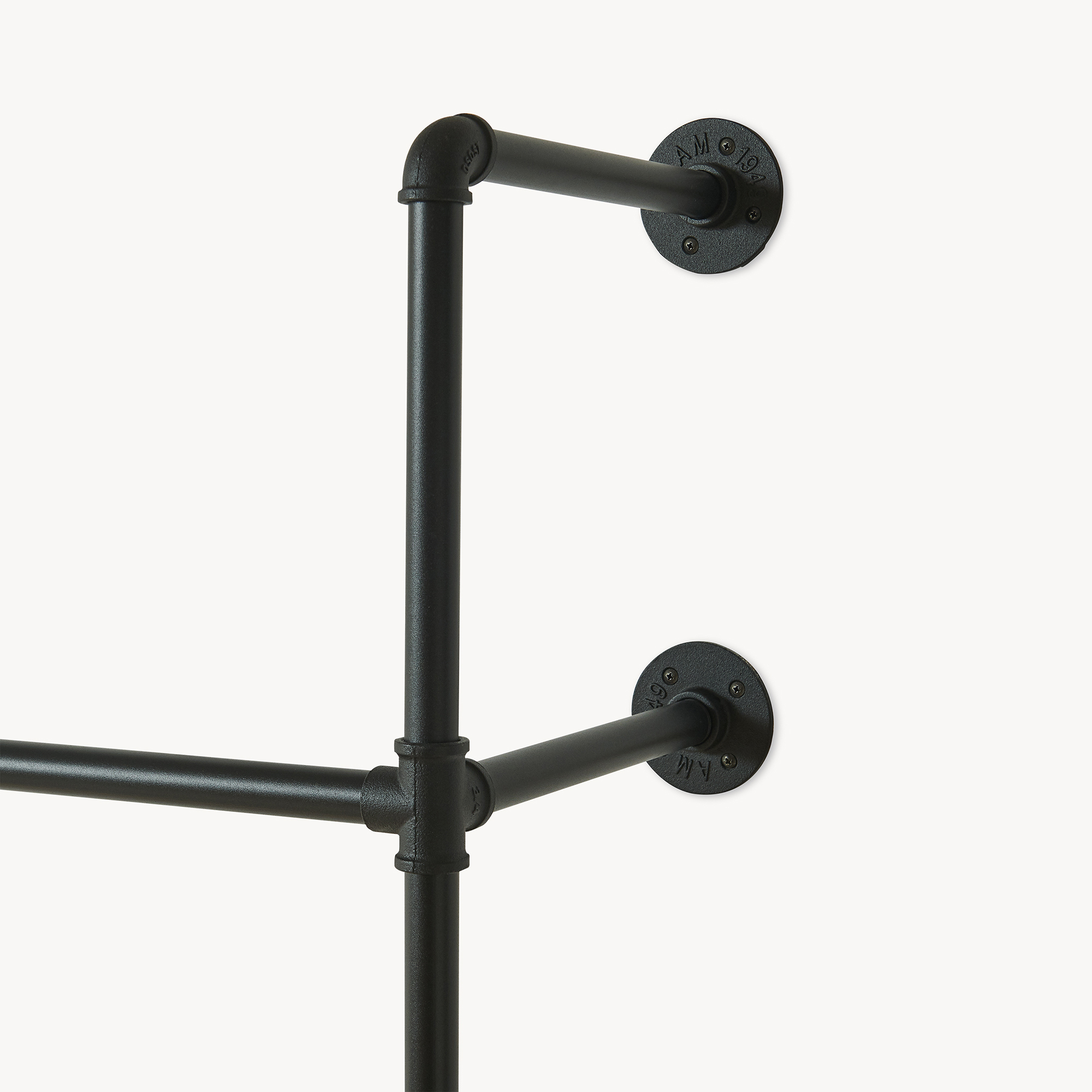 Suport haine pentru perete Kenävatka, 222x296x31 cm, otel negru