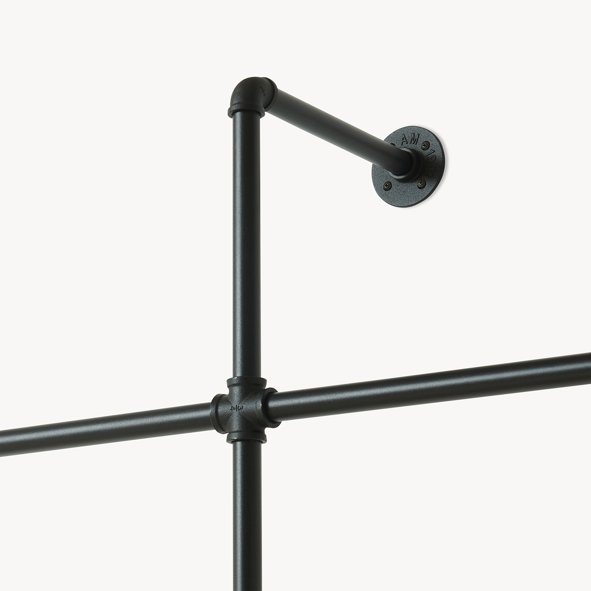 Suport haine pentru perete Kenävatka, 222x296x31 cm, otel negru