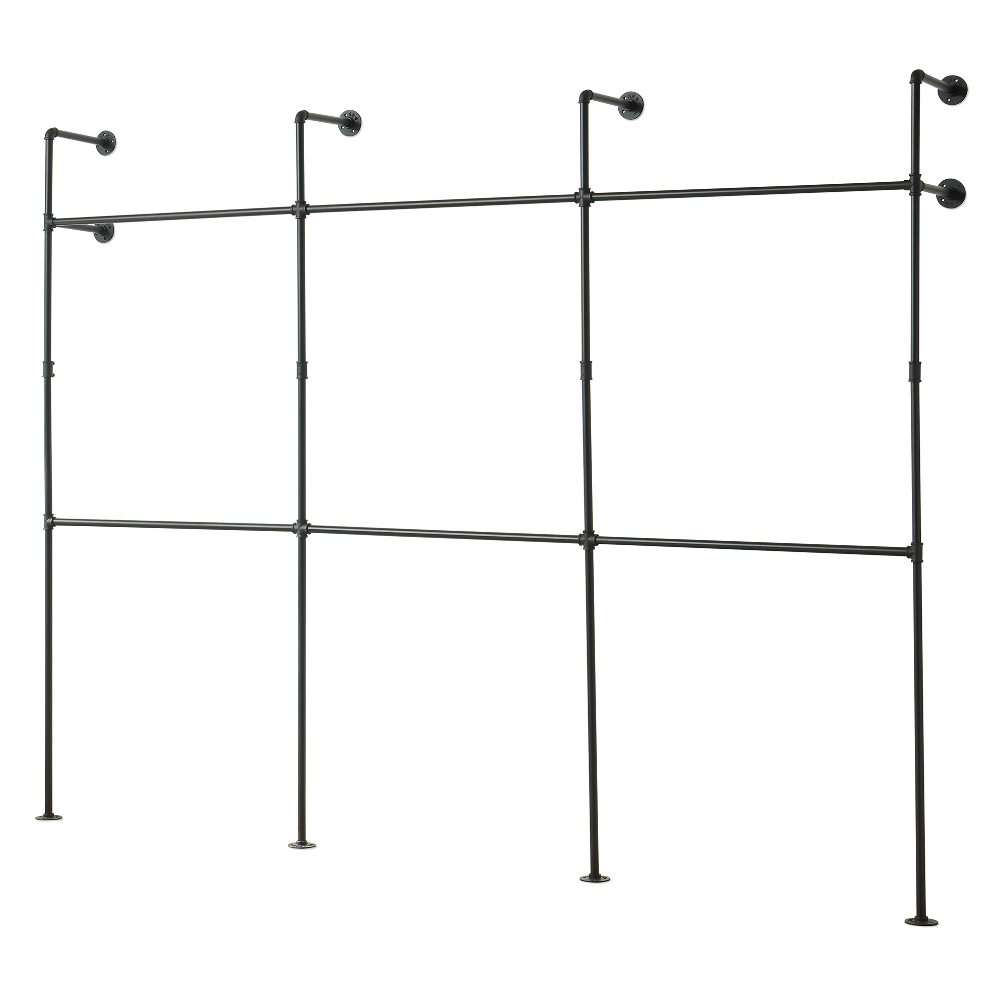 Suport haine pentru perete Kenävatka, 222x296x31 cm, otel negru