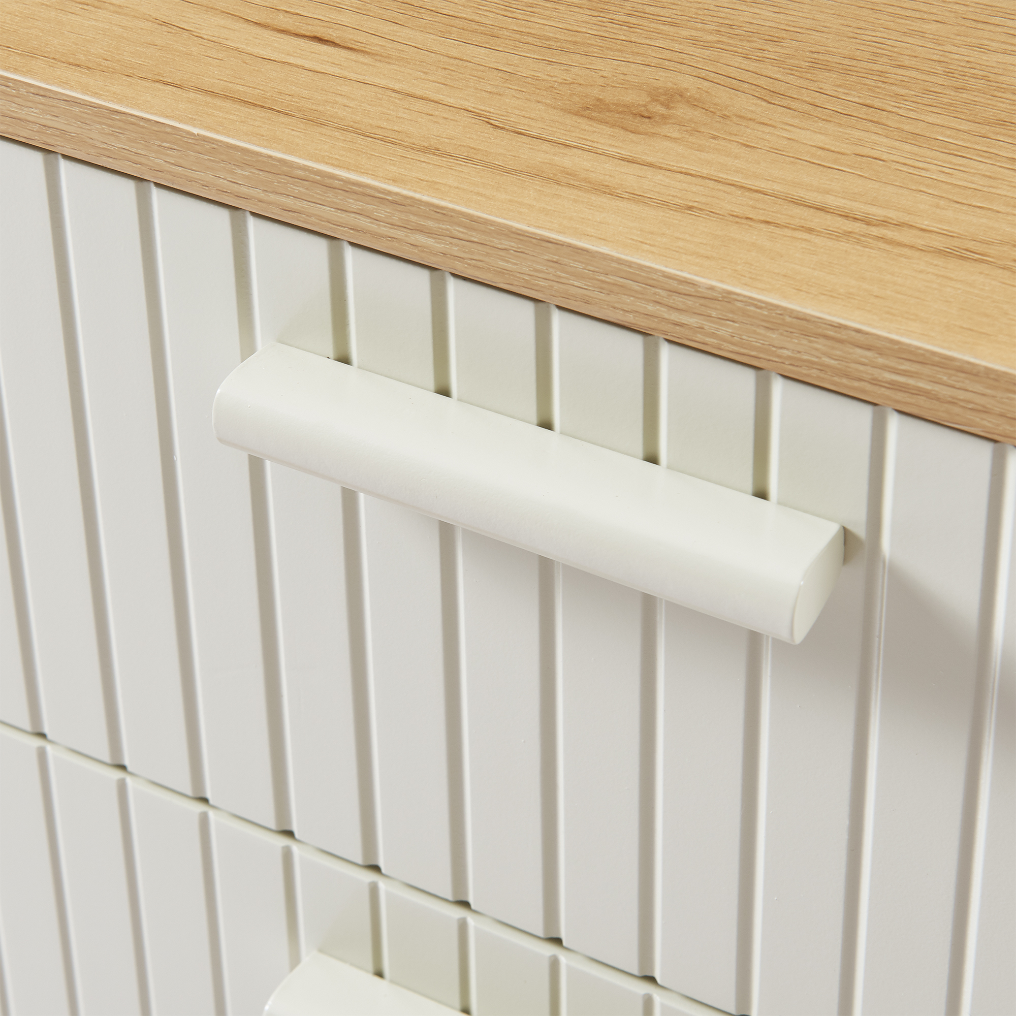 Noptieră Ferrersp cu 2 sertare, decor stejar și nisip, 50x40x40 cm