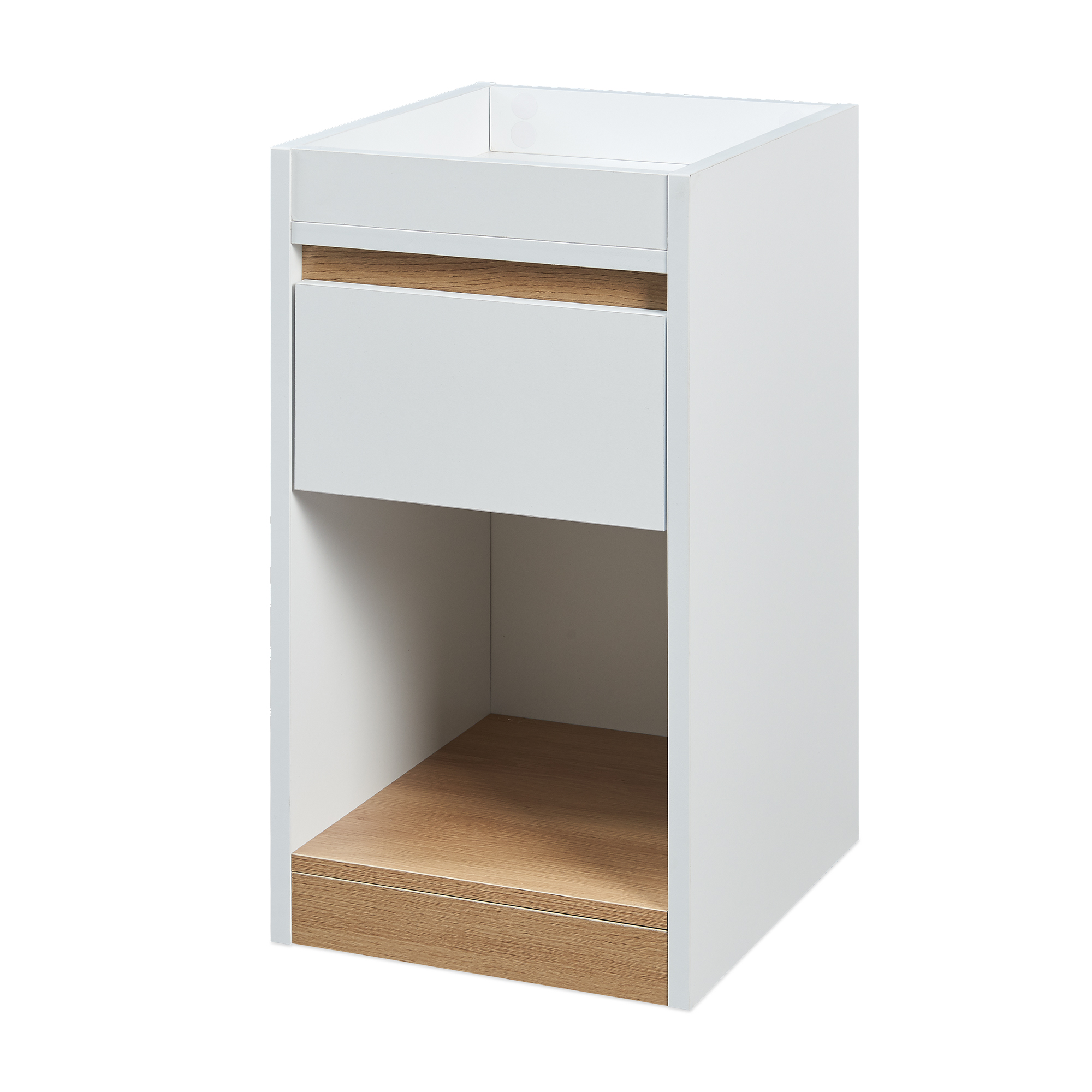 Noptieră Lure 55x30x35 cm alb cu aspect de stejar, cu sertar