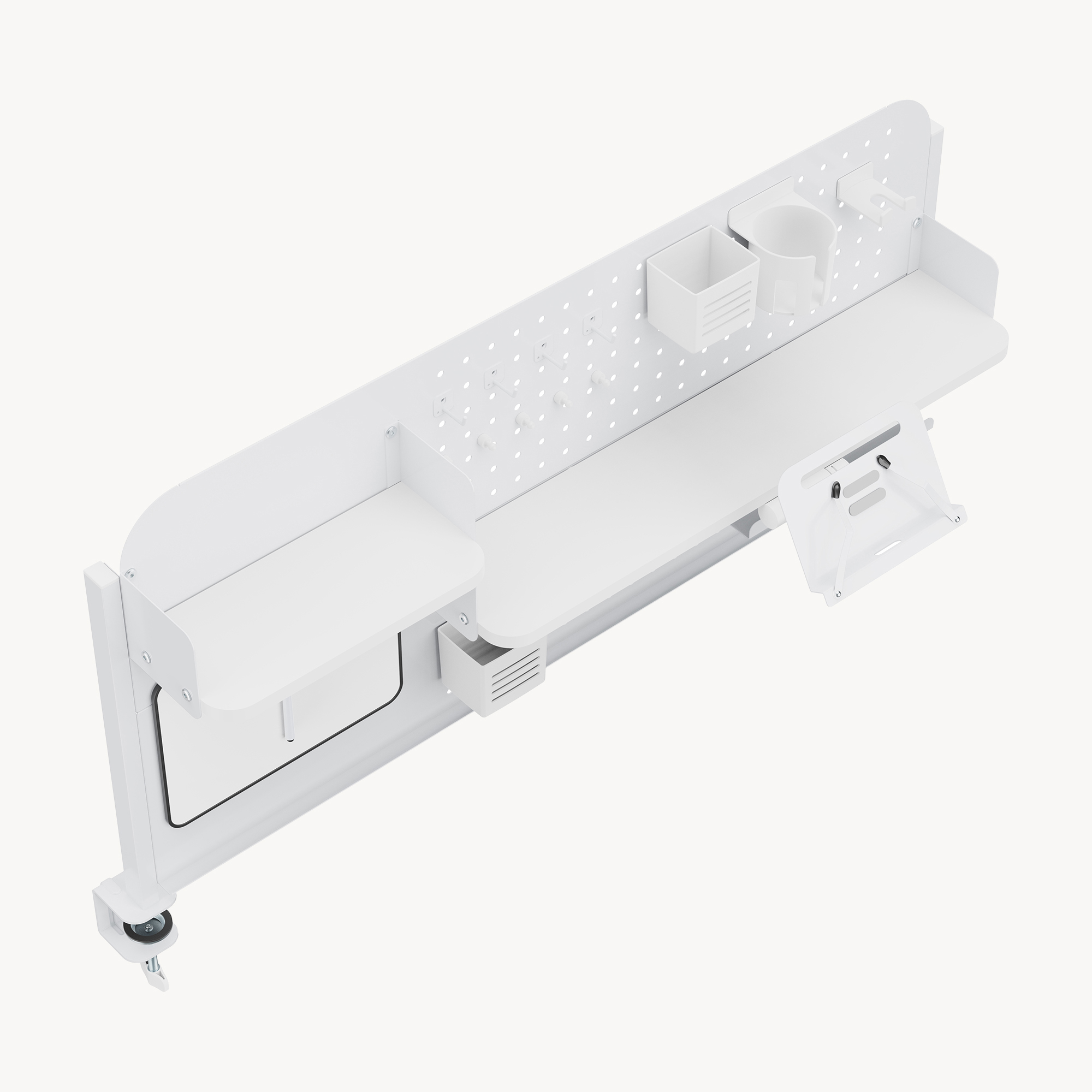 Organizer de birou cu prindere pe cleme Sauda 114x68 cm, alb