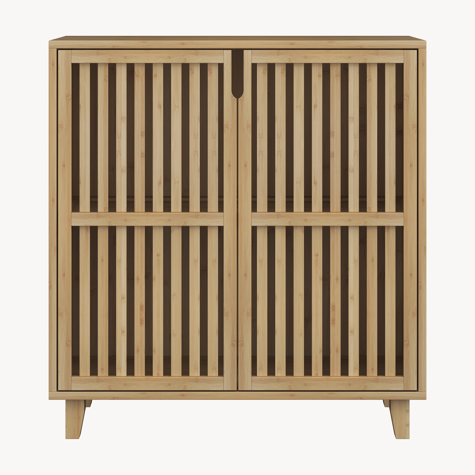 Dulap lateral Sirgerg din bambus natural, 77x72x33 cm, 2 uși