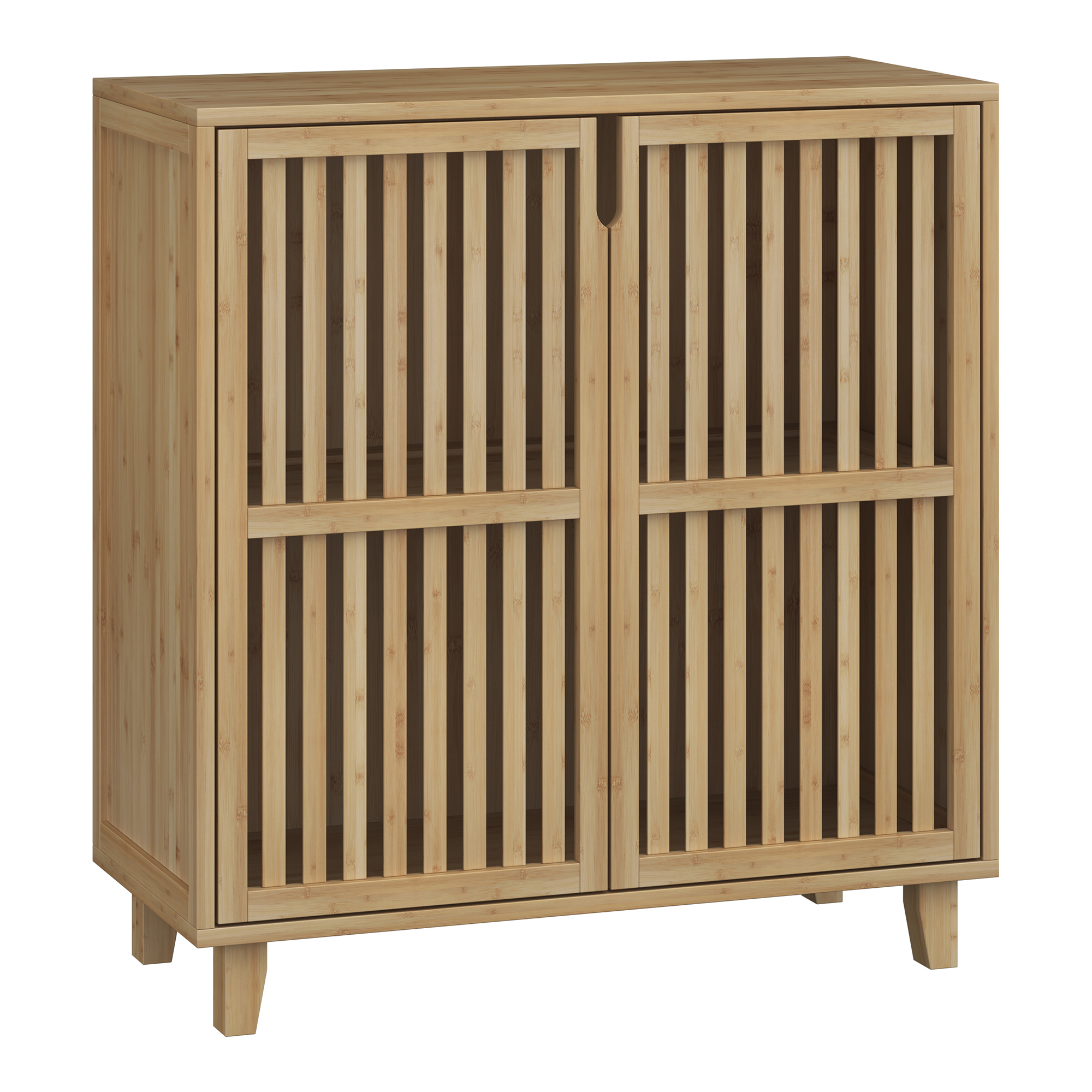 Dulap lateral Sirgerg din bambus natural, 77x72x33 cm, 2 uși