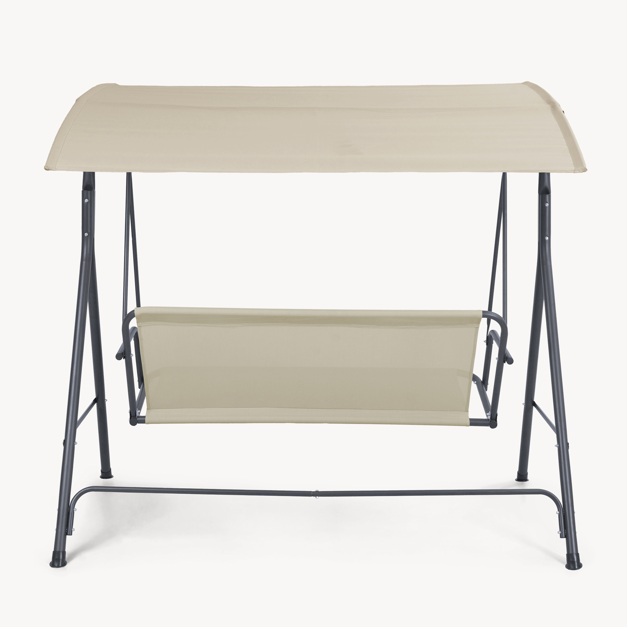 Leagăn de grădină 3 locuri cu acoperiș reglabil, gri/bej, 173 cm