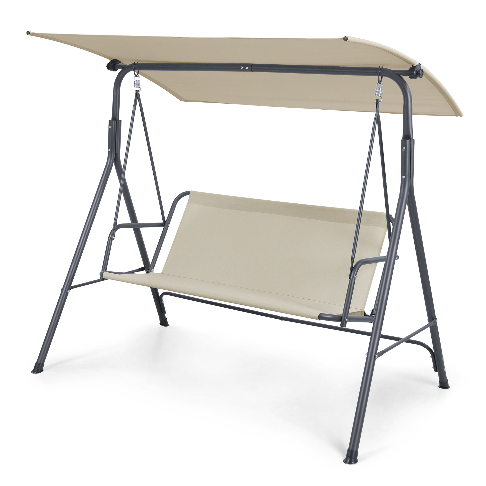 Leagăn de grădină 3 locuri cu acoperiș reglabil, gri/bej, 173 cm