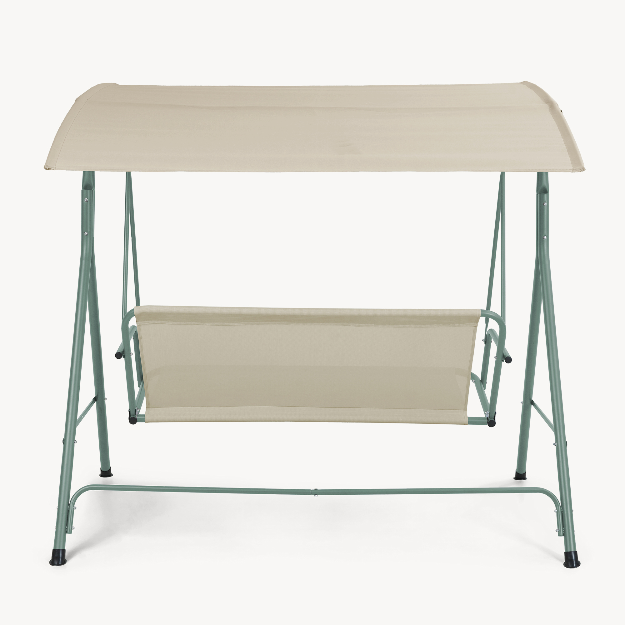 Bancă leagăn de grădină 3 locuri cu copertină, verde deschis/bej