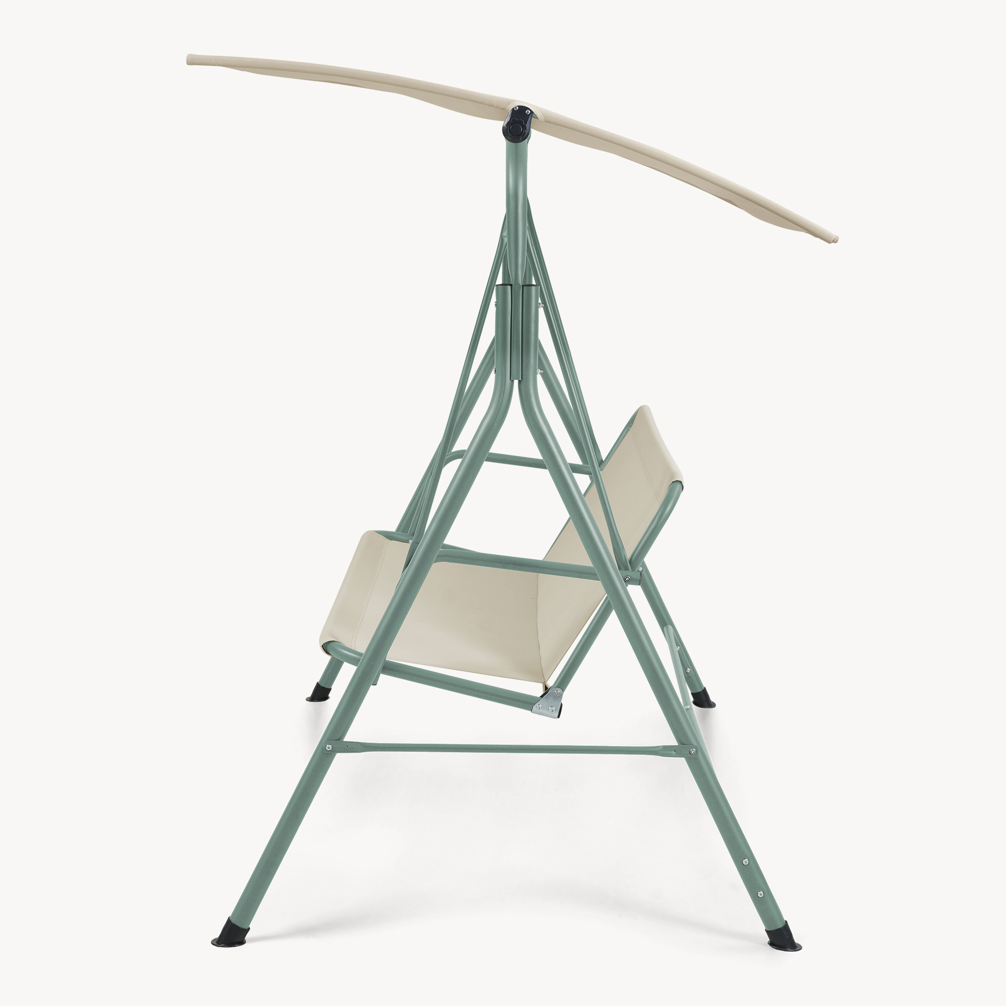 Bancă leagăn de grădină 3 locuri cu copertină, verde deschis/bej