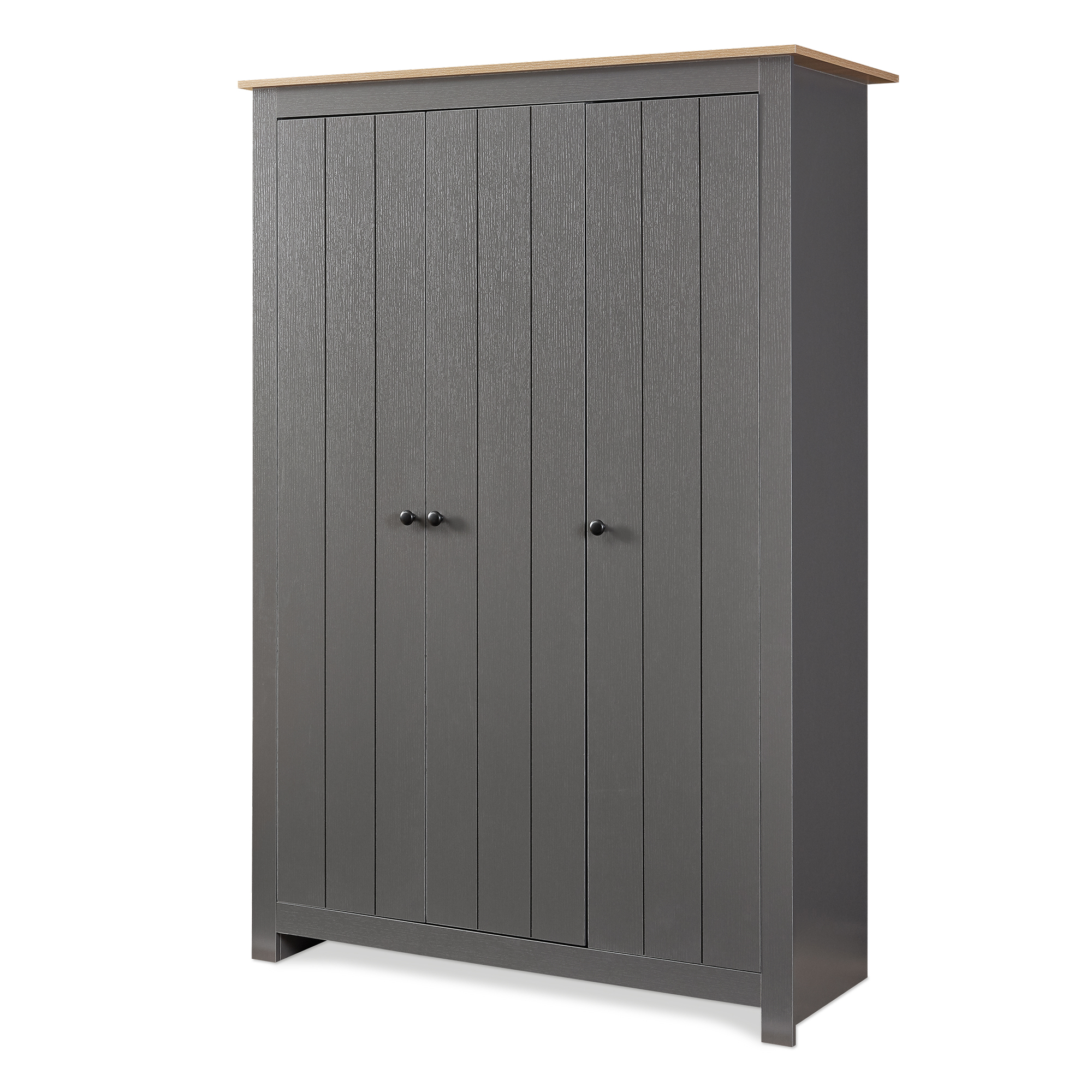 Dulap pentru haine Vasand 175x120x52 cm gri cu aspect stejar