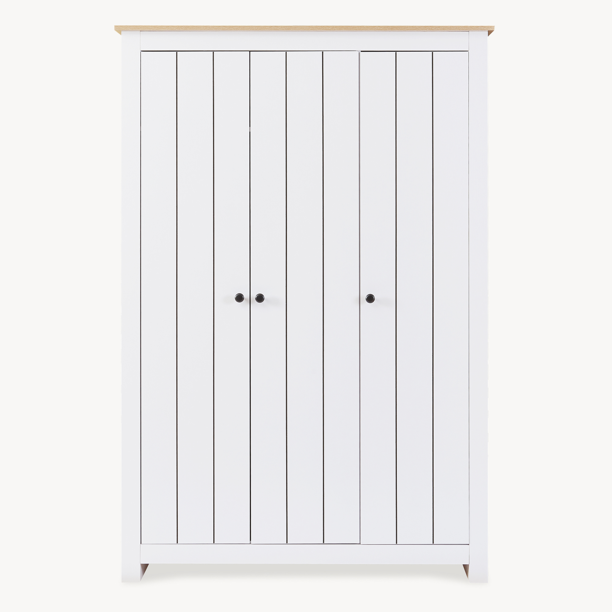 Dulap pentru haine Vasand cu 3 uși, alb și stejar, 175x120x52 cm