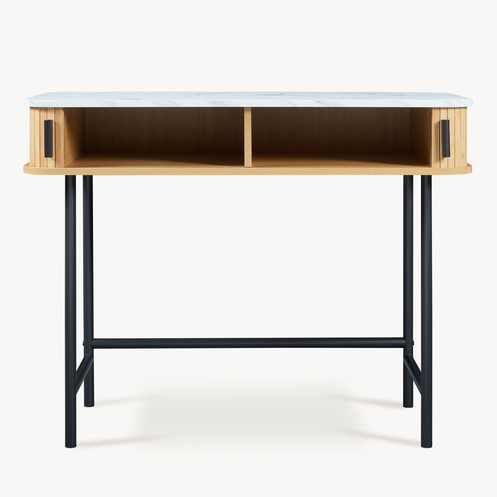 Consolă hol Tvedestrand 100x50x76 cm, alb marmură și lemn