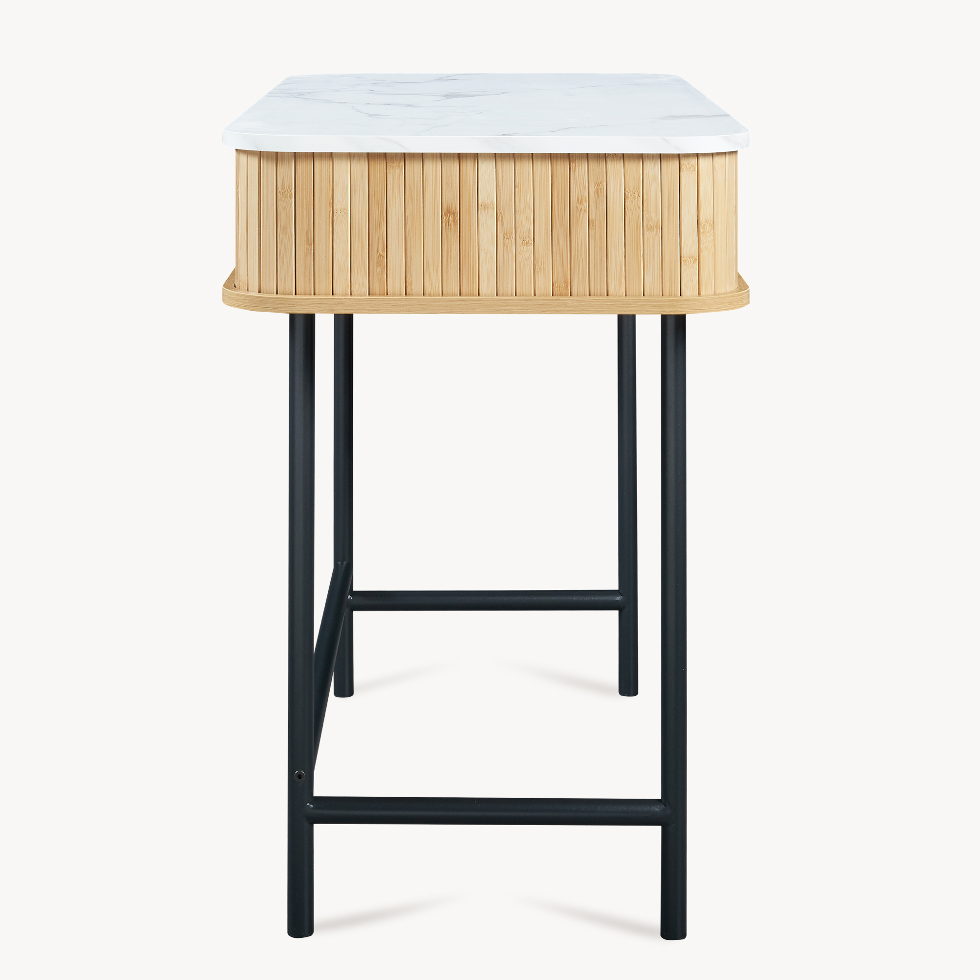 Consolă hol Tvedestrand 100x50x76 cm, alb marmură și lemn