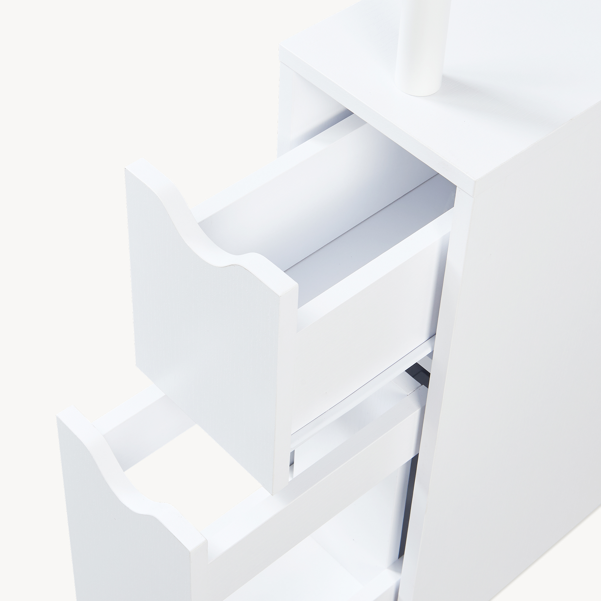 Raft îngust de baie Fadeskimma cu sertar și roll-out, alb, 113x19x45 cm