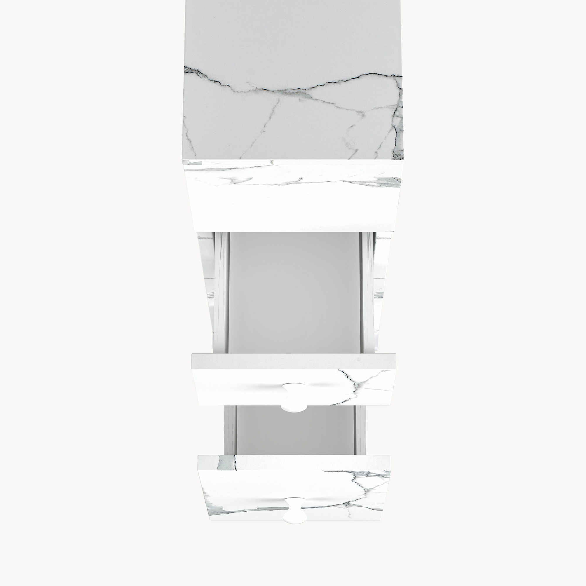 Dulap îngust cu roți pentru nișe Broreynna 66x15x33 cm, alb marmorat